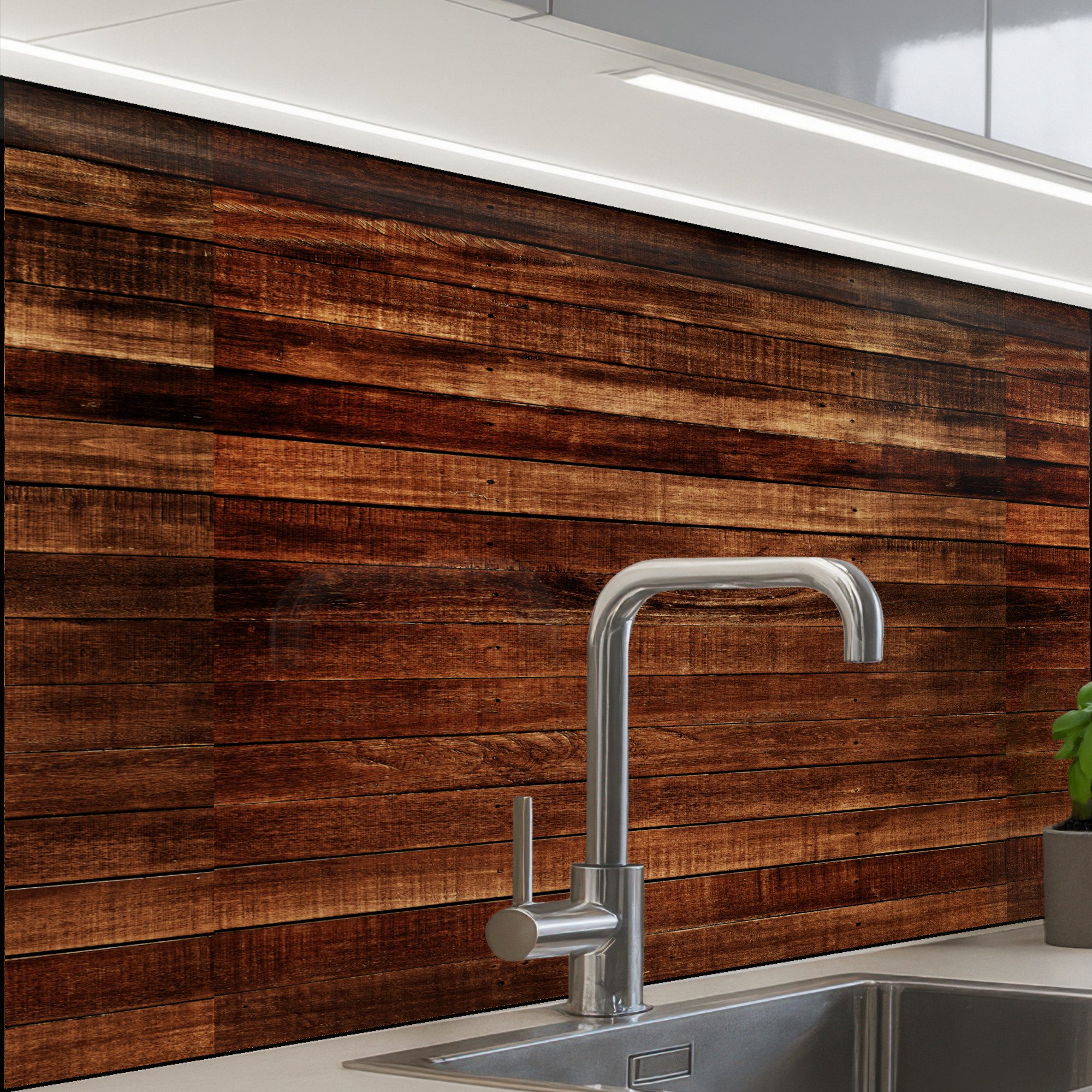 KitchenYeah Küchenrückwand selbstklebend Hartholz - Robust - Muster, (1-tlg günstig online kaufen