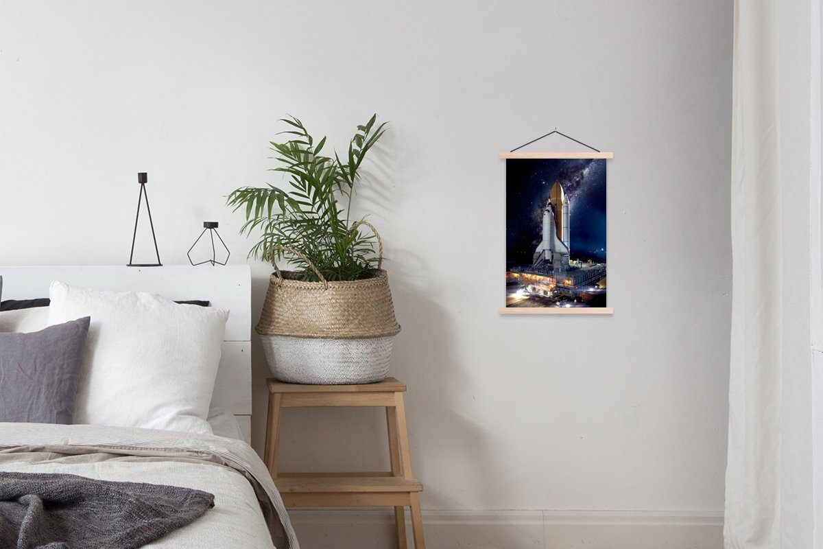Wohnzimmer, Textilposter Sterne, St), Poster MuchoWow Weltraum Bilderleiste, - - (1 Rakete Posterleiste, für Magnetisch