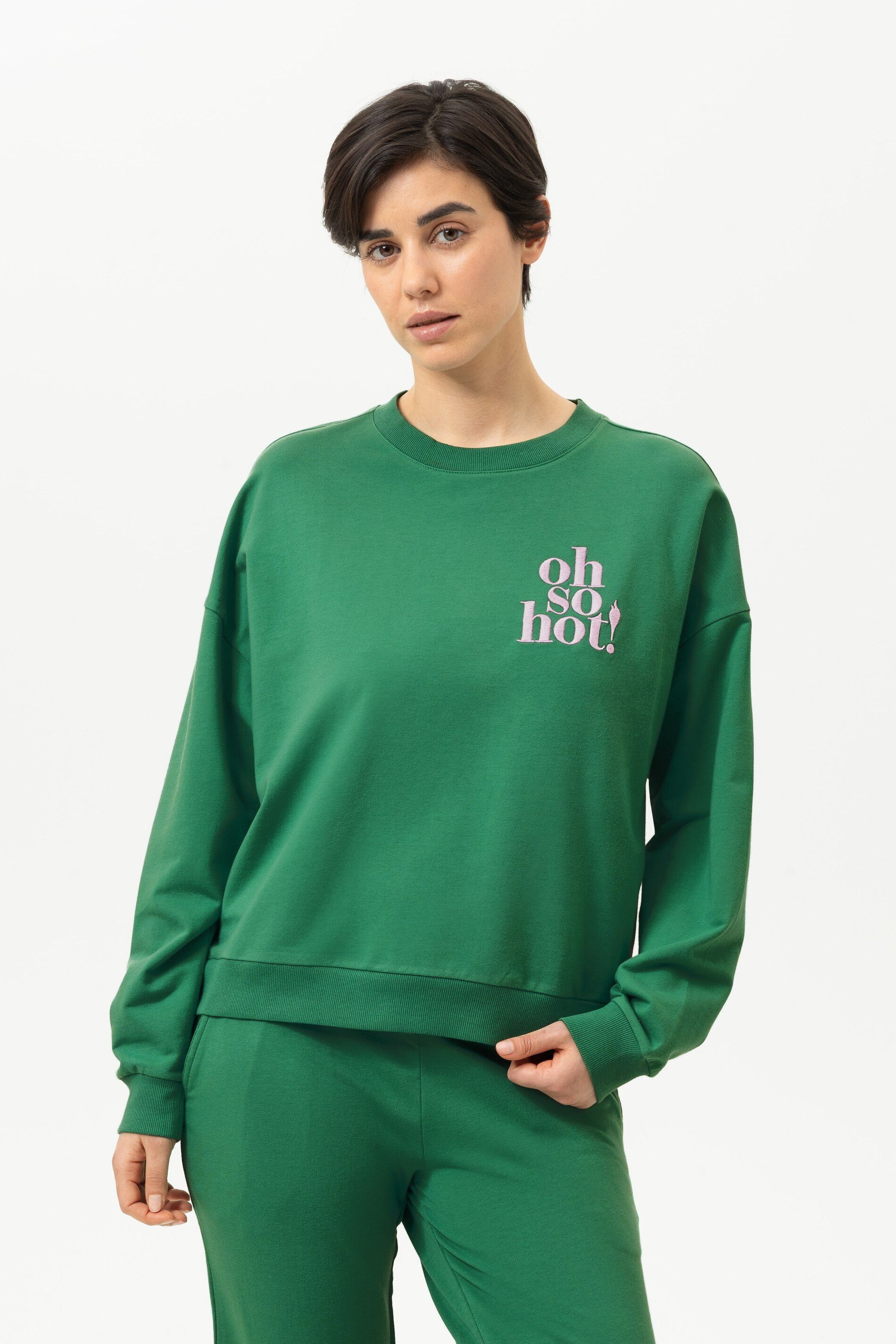 Mey Sweatshirt Mey Sweatshirt Serie Cozy Nights Uni Sweatshirt (1-tlg) Lässiges Baumwoll-Sweatshirt, mit kleinem Print