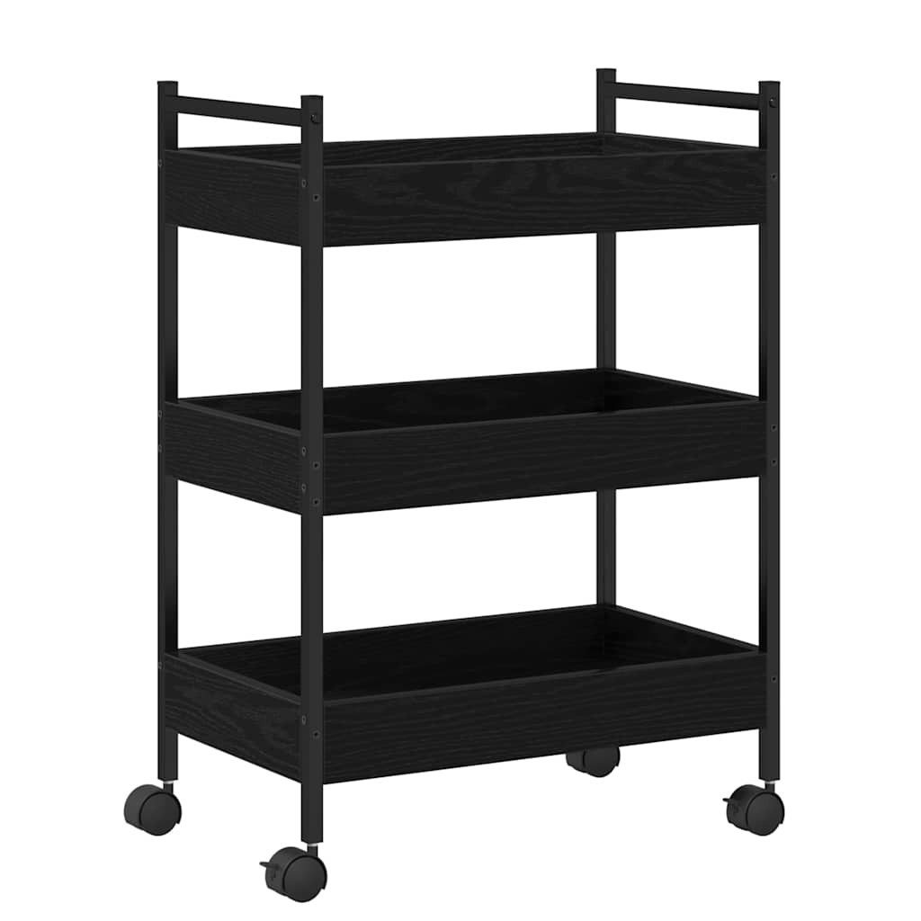 vidaXL Küchenwagen Küchentrolley Schwarz Eichen-Optik 50 x 30 x 70 cm, (1 S günstig online kaufen