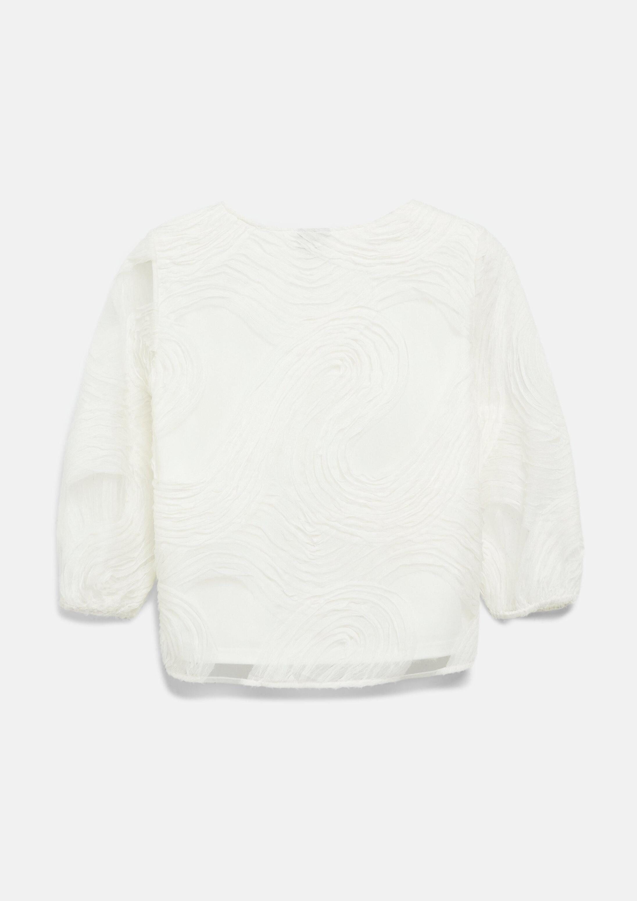 s.Oliver Kurzarmbluse Bluse Bluse mit Chiffon-Wellen-Muster