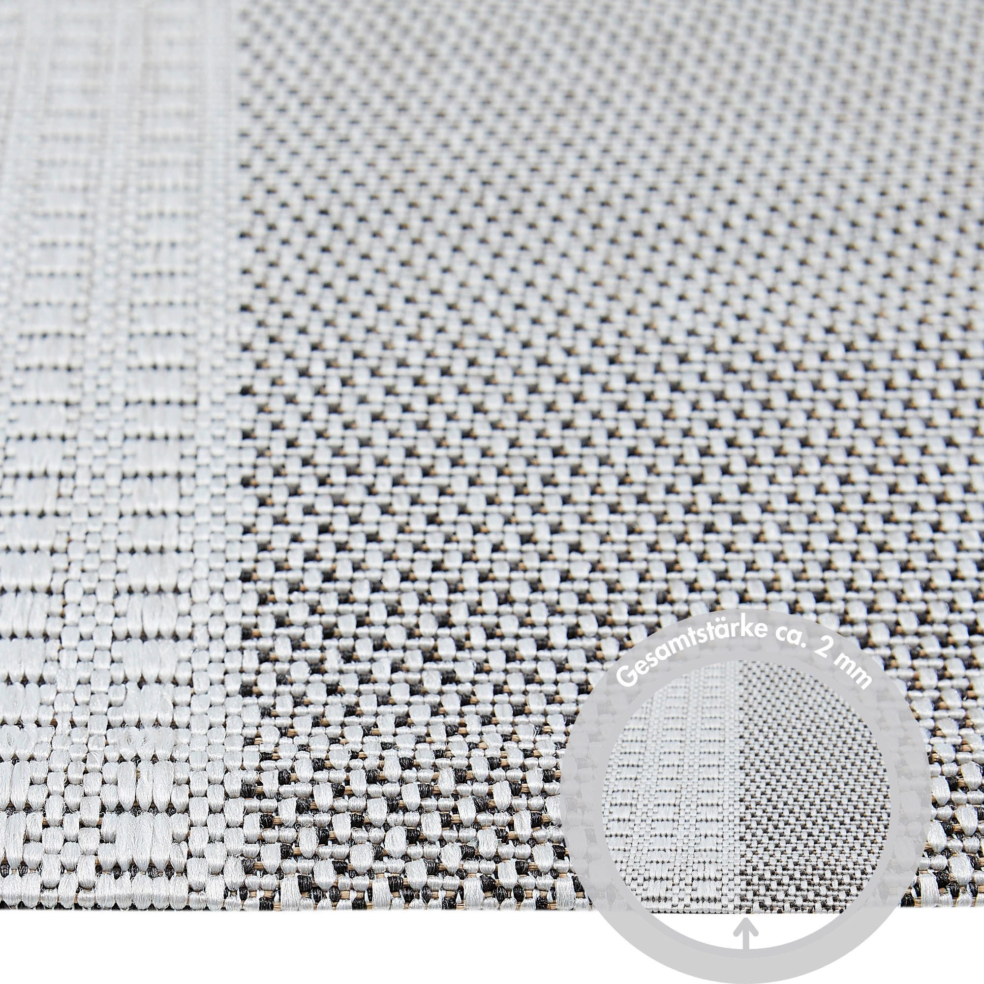 Andiamo Teppich ARIZONA1, rechteckig, Höhe: 5 mm, Flachgewebe, kariertes Muster, In- und Outdoor geeignet, wetterfest