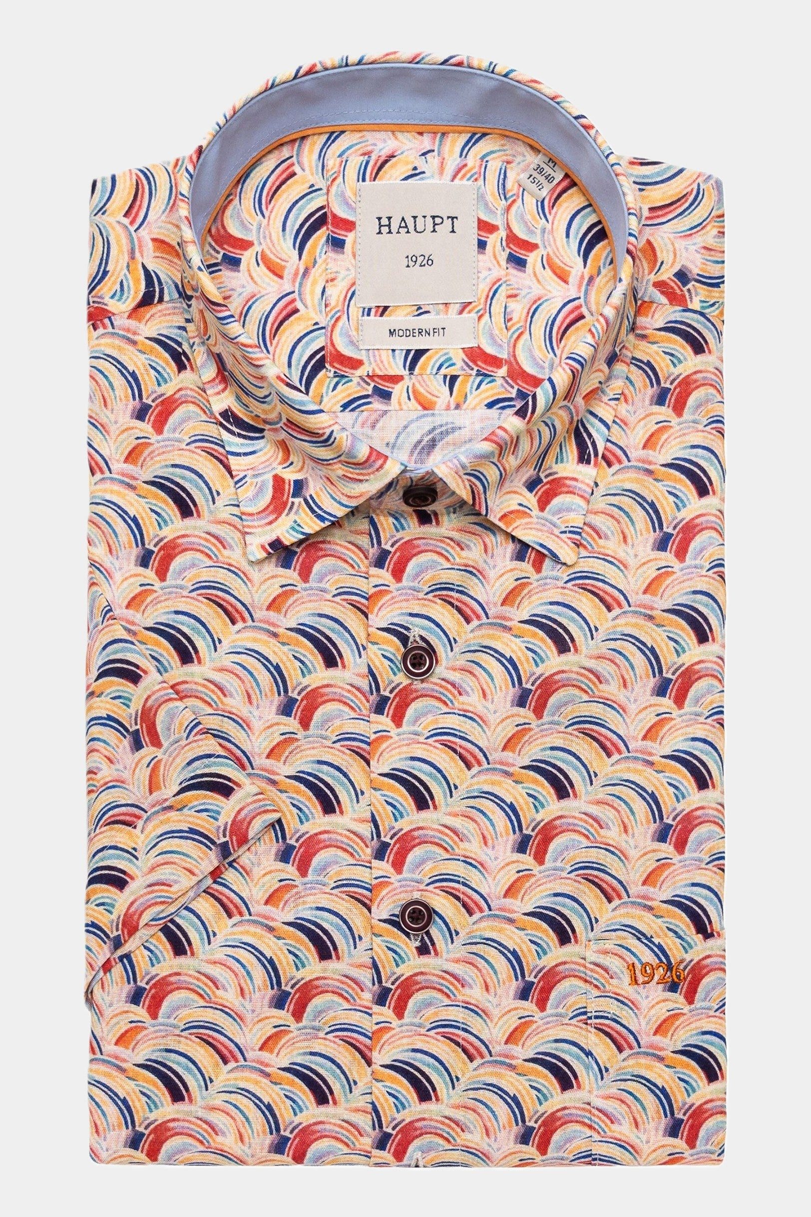 Haupt Kurzarmhemd Modern Fit Kurzarmhemd Multicolour Print Style Sommerlook