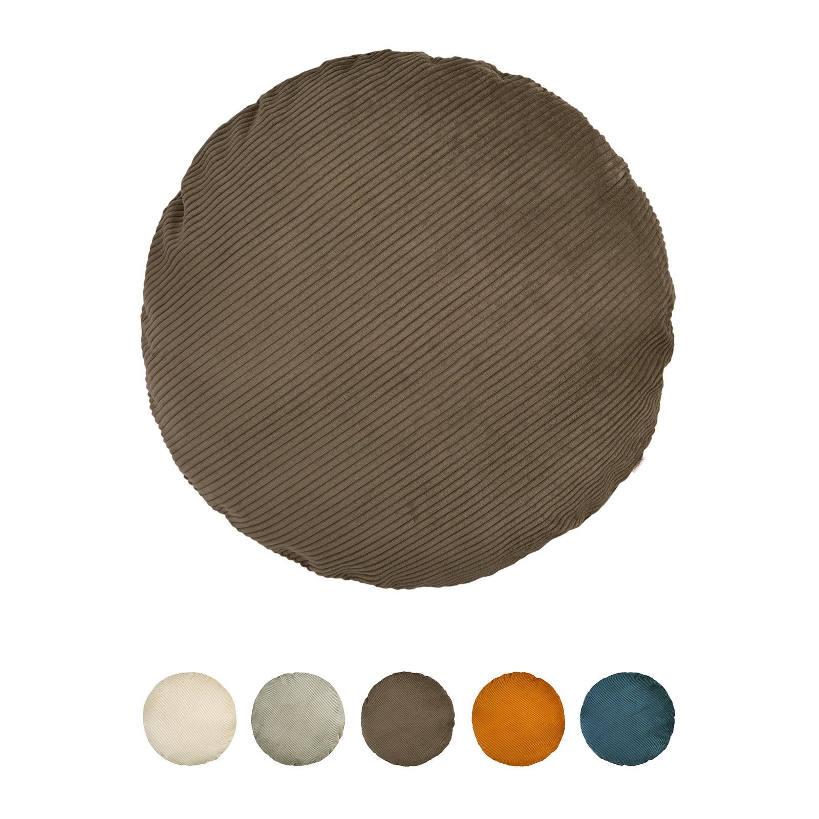 beties Kissenhülle HYggelig No.2, (1 Stück), Block-Cord Bodenkissen-Hülle rund ca. 80 cm Ø Hygge Style umbra-braun