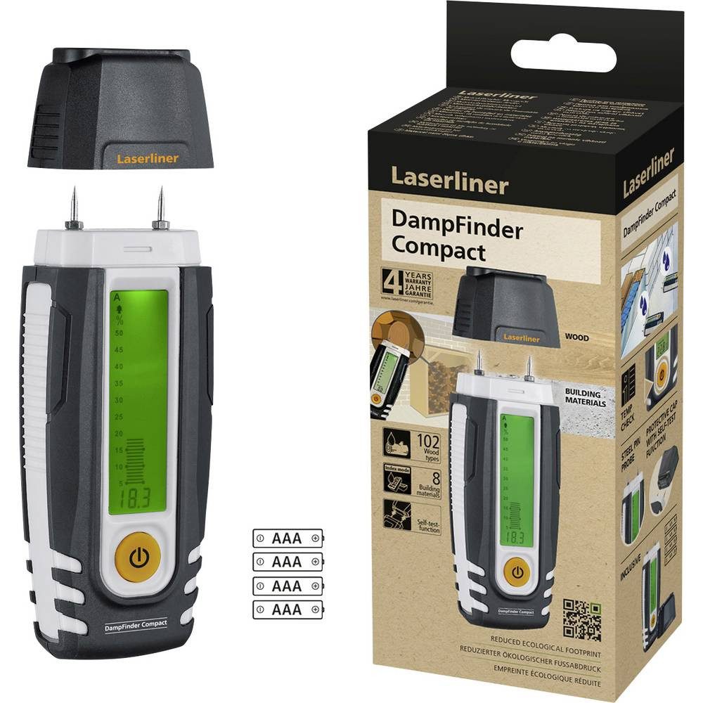 LASERLINER Feuchtigkeitsmesser DampFinder Compact Materialfeuchtemessgerät 082.015E