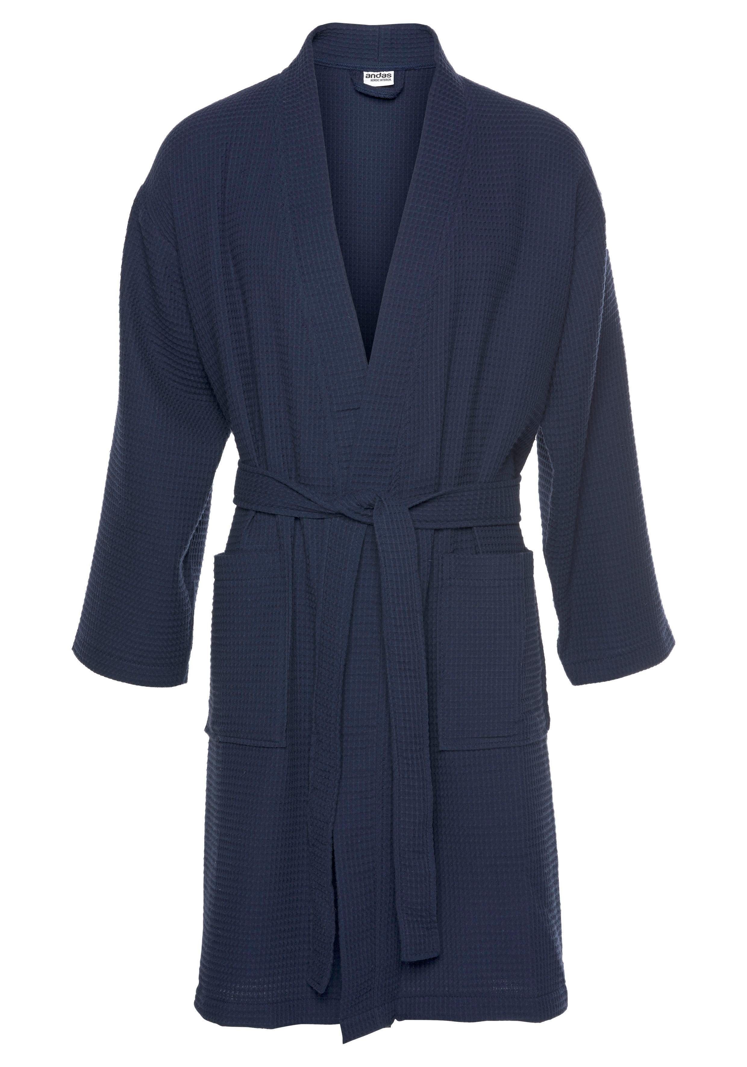 OTTO home Unisex-Bademantel Nora, Standard & Premium, leichte Qualität, ideal für Sauna & Spa, Waffelpiqué, Kimono-Kragen, Gürtel, Damen & Herren, Kimono-Kragen – Bild 2 von 5