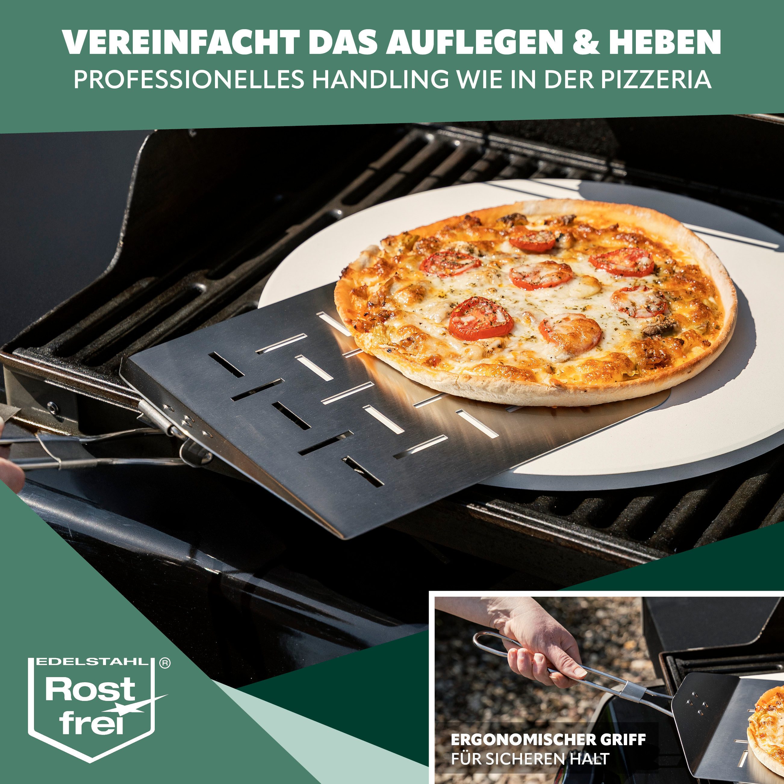 bremermann Pizzaschieber Pizzaheber, klappbarer Griff // Edelstahl, ca. 24 x 55 cm, klappbarer Griff