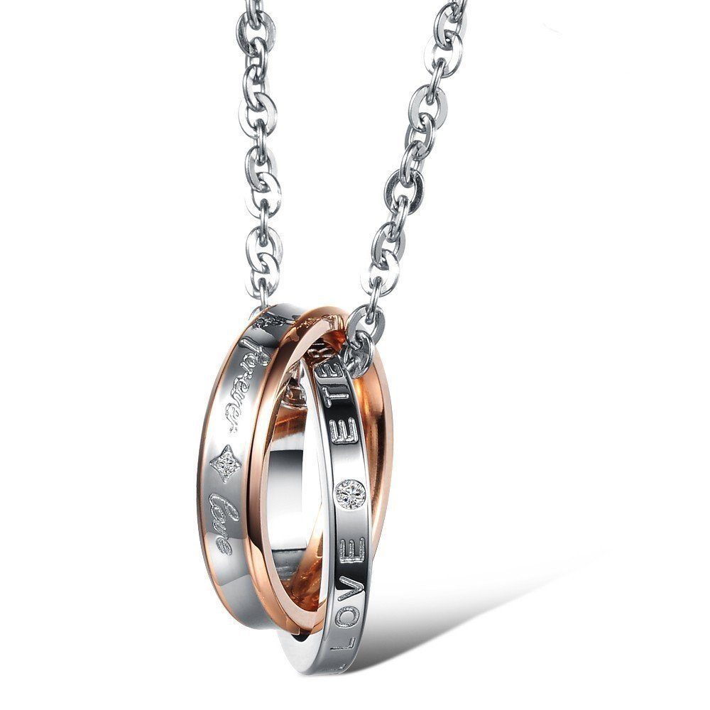 Kim Johanson Schmuckset Endless Love (Set, 4-tlg), mit Zirkonia, Partnerketten: 2 Ketten mit Anhänger, mit Zirkonia