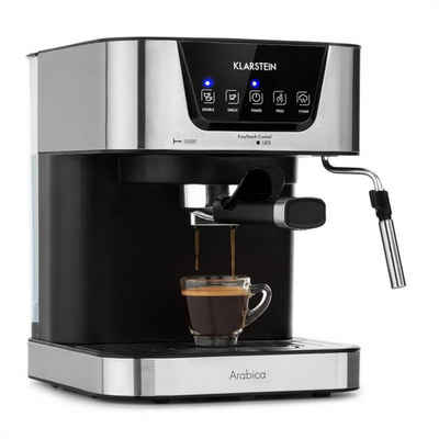Klarstein Espressomaschine Arabica Espressomaschine 1050W 15 Bar 1,5l Touch-Bedienfeld Edelstahl, 1.5l Kaffeekanne