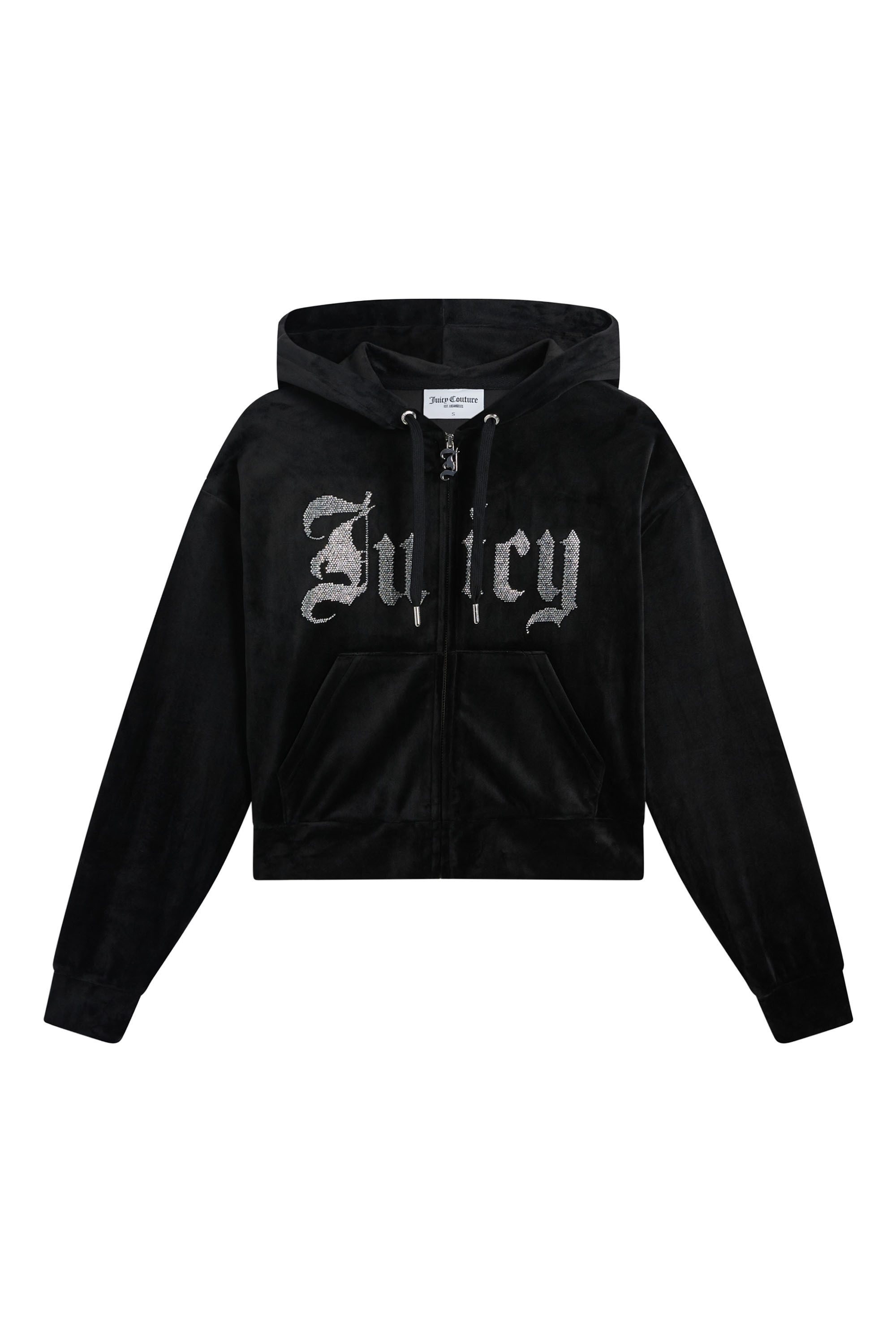 Juicy Couture Kapuzennickijacke OLD GOTHIC ICCLE HOODIE Damen Trainingsjacke Damen, Sweatjacke mit Kapuze, Velour, mit Glitzer, Sale