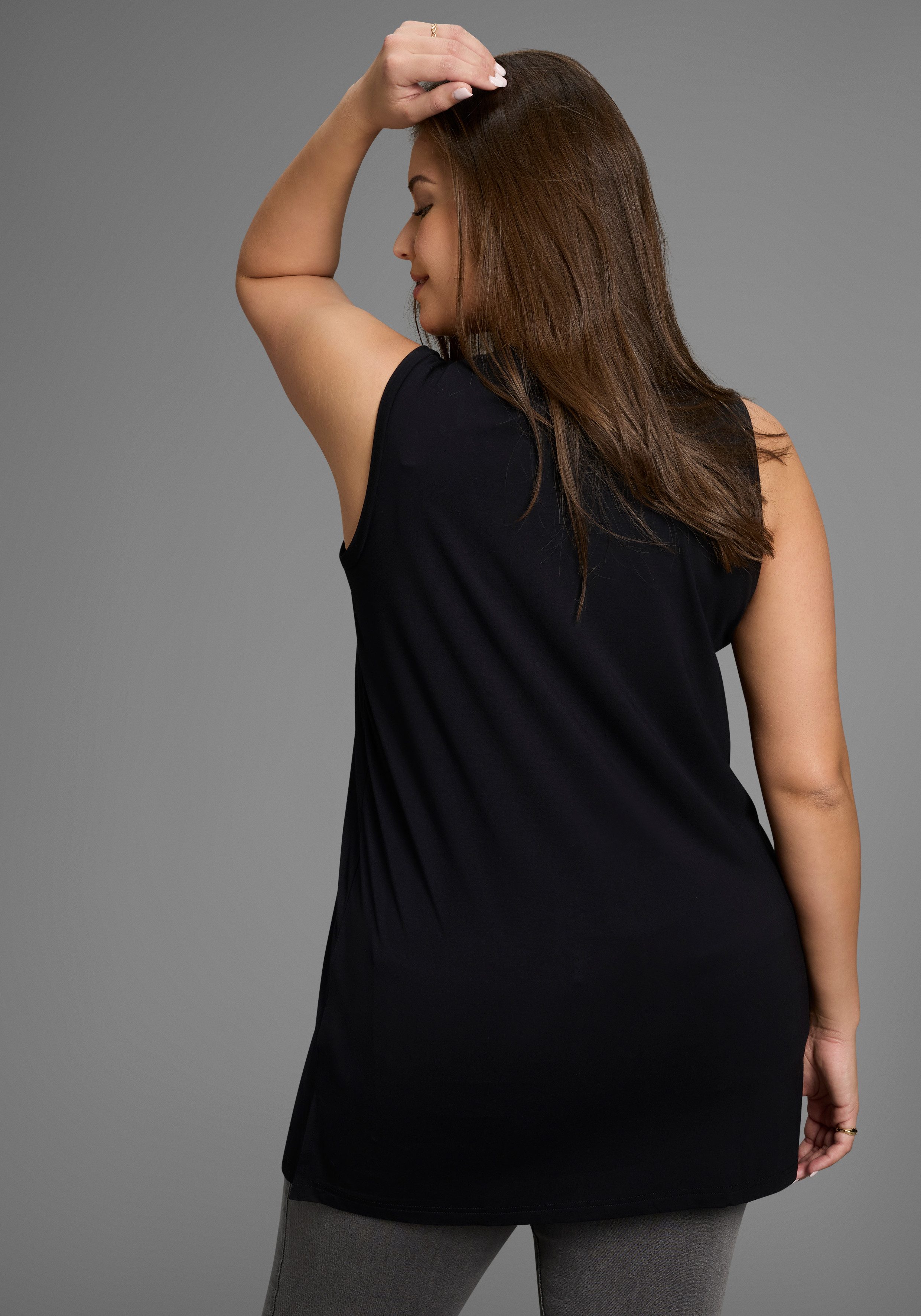 Laura Scott CURVE Longtop aus fließendem Jersey mit lockerem Schnitt - GROS günstig online kaufen