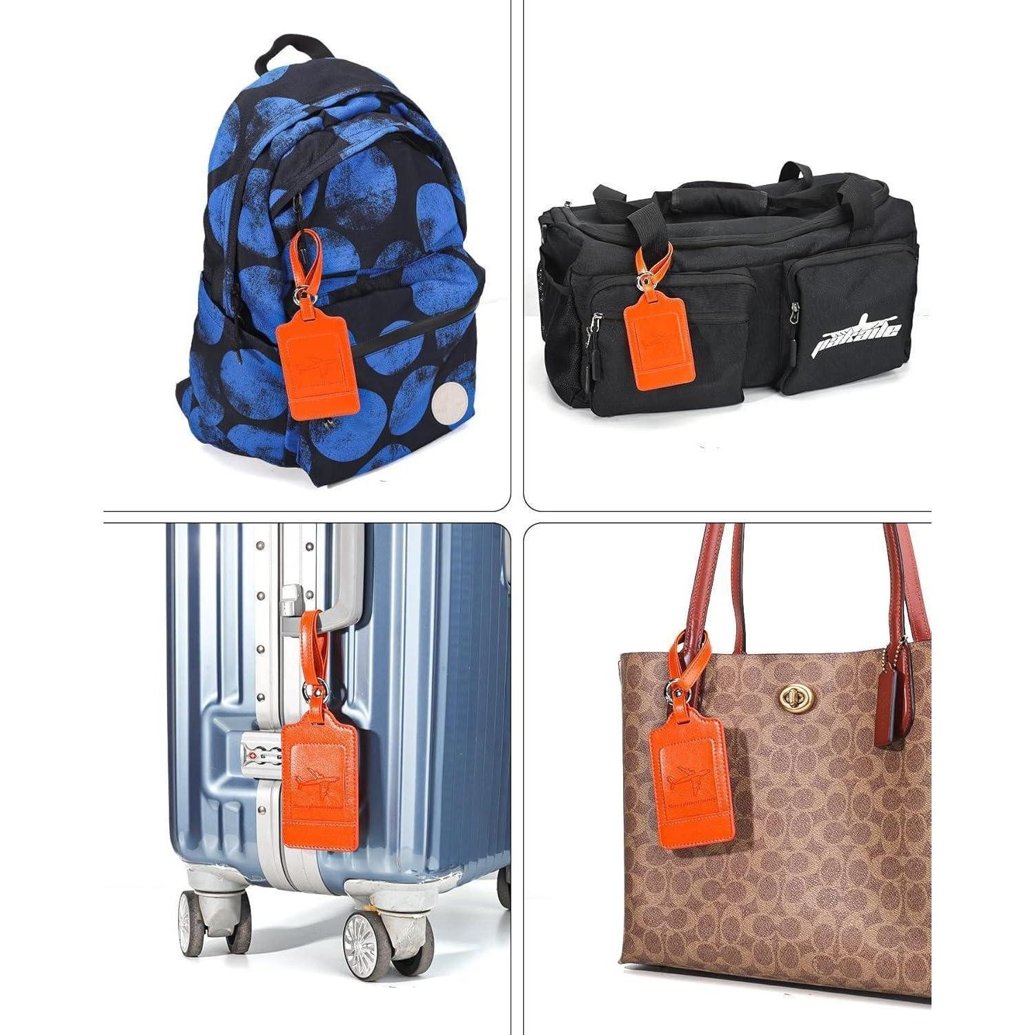 LuxusKollektion Gepäckanhänger 3 Stück Kofferanhänger PU Leder Adressschild Flugreise Orange