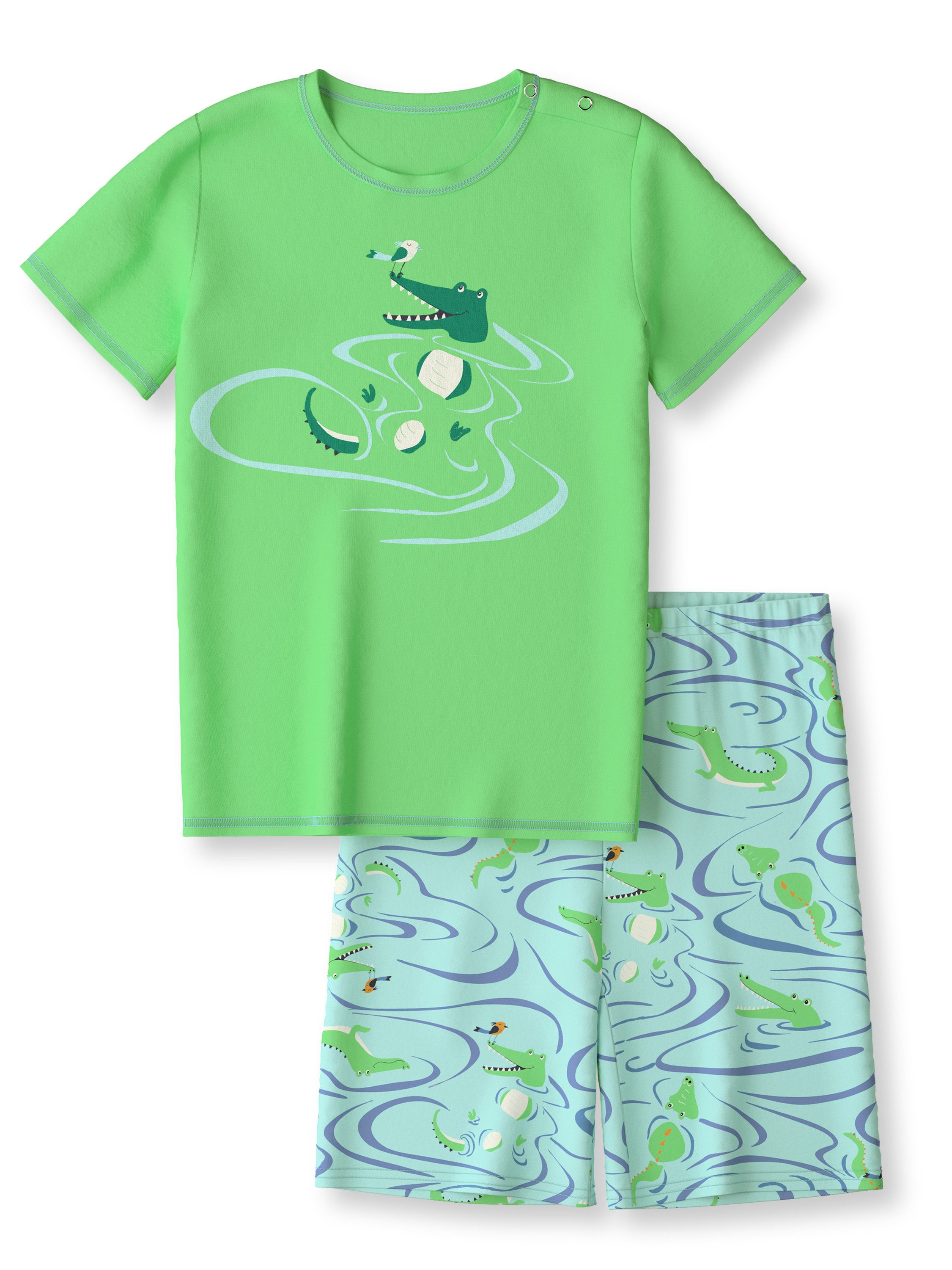 CALIDA Pyjama Toddlers Crocodile Kinder (2 tlg) aus 100% Baumwolle, natürliche Temperaturregulierung, pflegeleicht