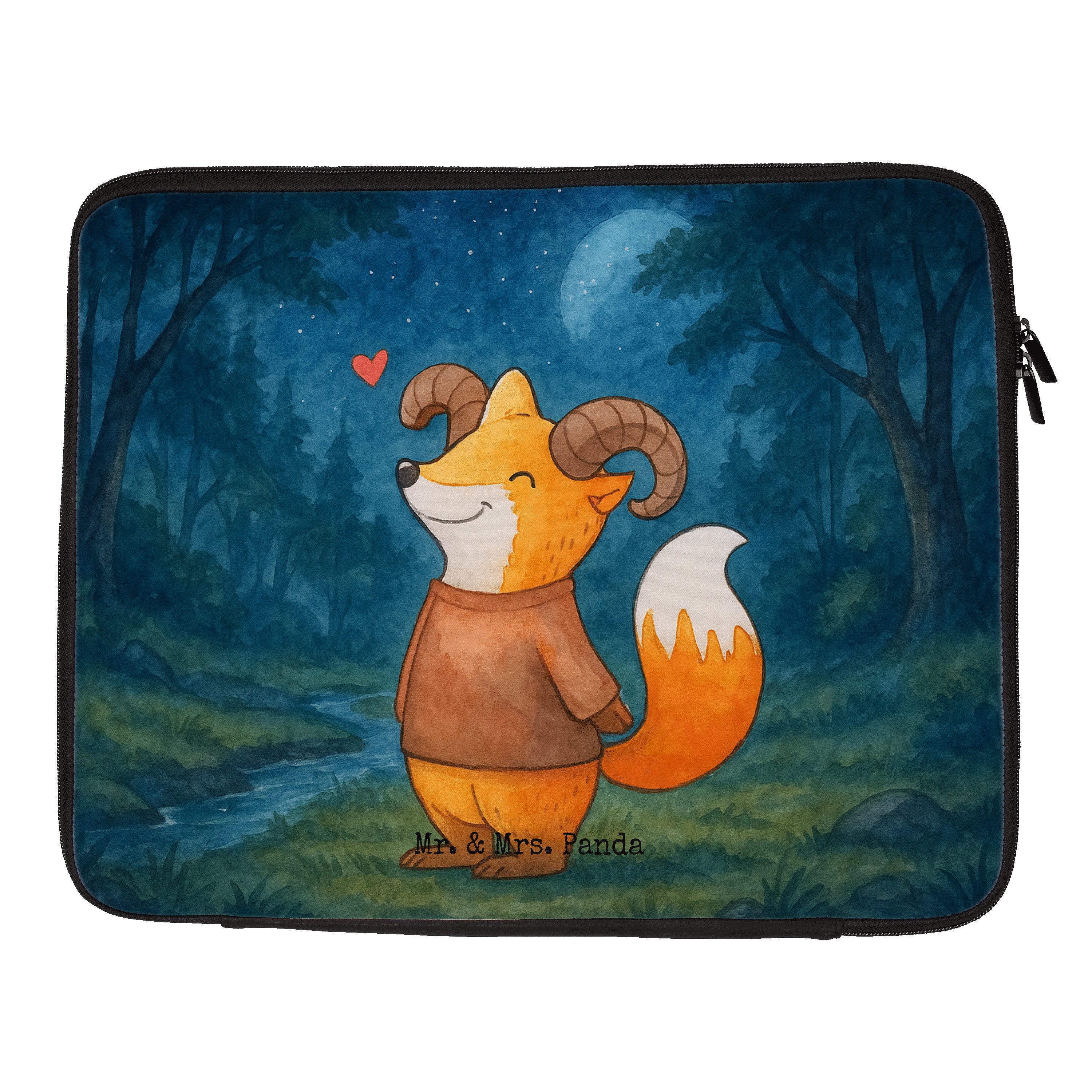 Mr. & Mrs. Panda Laptop-Hülle Widder Astologie Design, Notebook Tasche 17" 40 x 30 cm, Weiß, Laptop, Laptop Tasche Geburtstagsgeschenk Laptoptasche