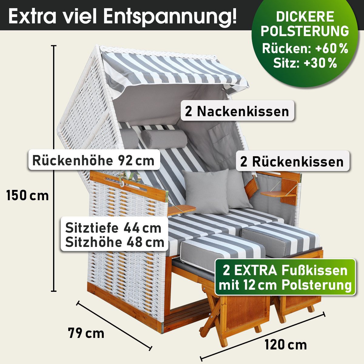 BRAST Strandkorb für 2 Personen, 120cm günstig online kaufen