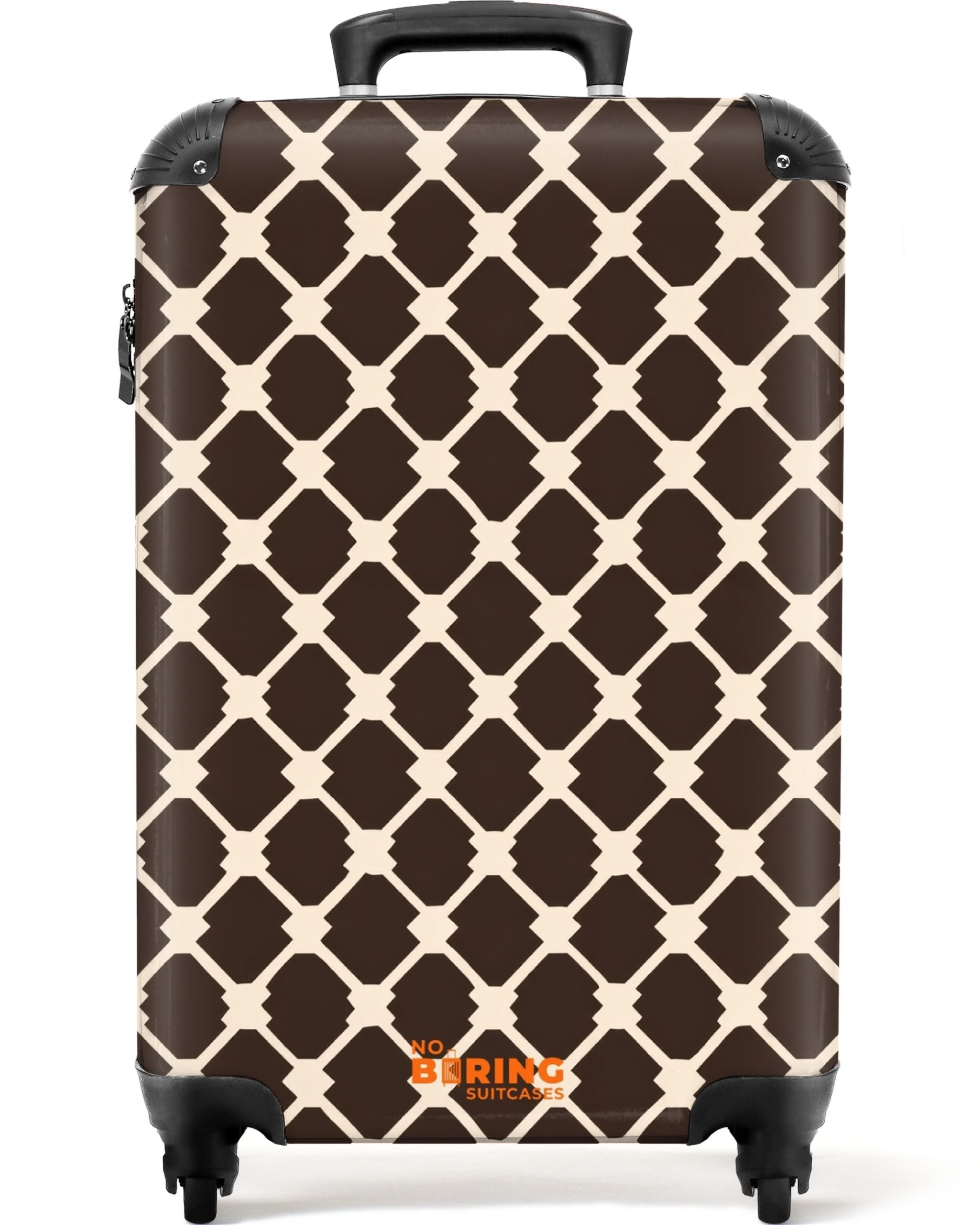 NoBoringSuitcases.com© Hartschalen-Trolley Braun - Schachbrettmuster - Geometrisch 55x35x20cm, Handgepäck Koffer & Trolleys, Luggage, Reisekoffer Frauen