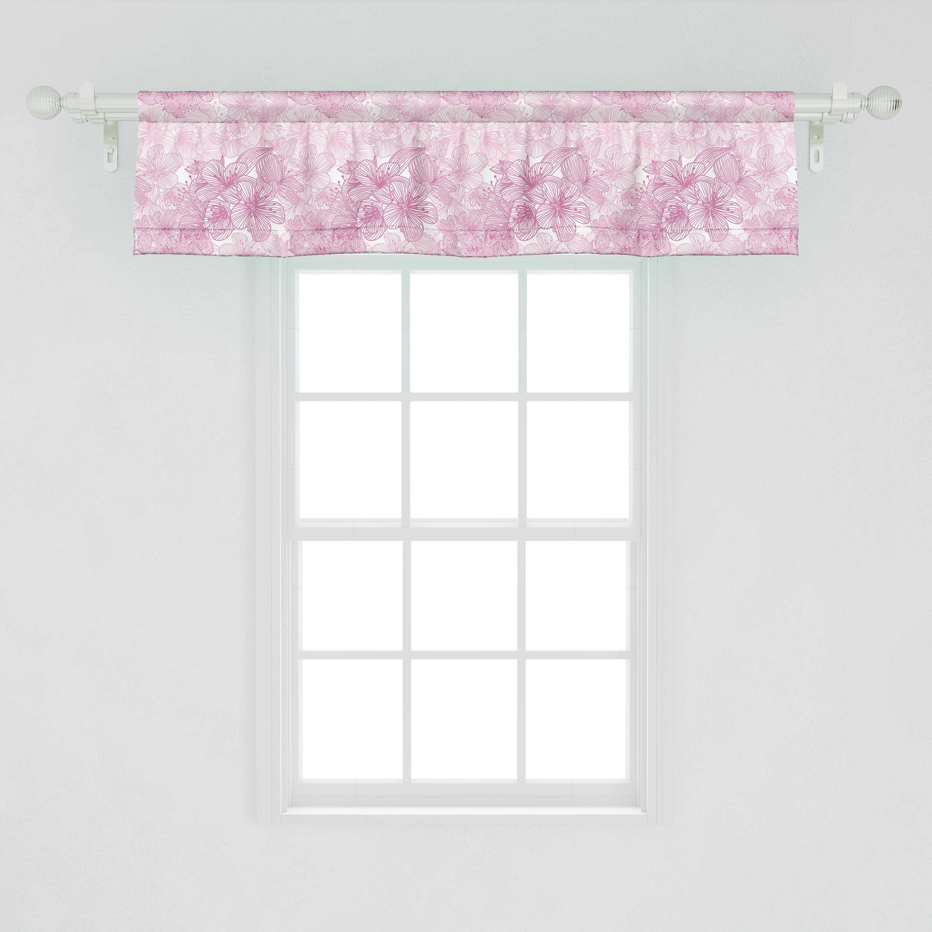 Cage Art-Motiv Schlafzimmer Stangentasche, Dekor Scheibengardine Vorhang für Kirschblüte Abakuhaus, Microfaser, mit Volant Küche