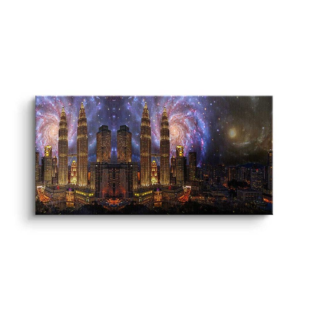 Galaxy der - Stadt Motivation - Art Leinwandbild Leinwandbild, Rahmen silberner - Pop Wand - Premium DOTCOMCANVAS®