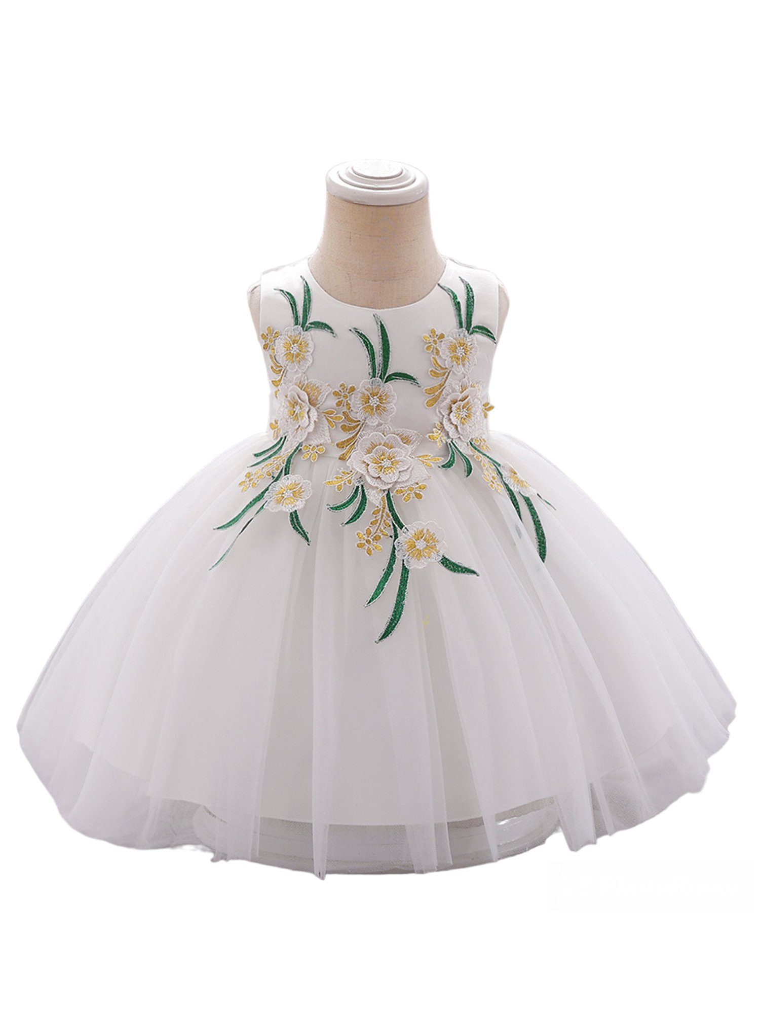 Baby Ärmelloses Prinzessinnenkleid LAPA Mädchen für Blumenmädchen Geburtstags Party Tüllkleid appliziertes Abendkleid