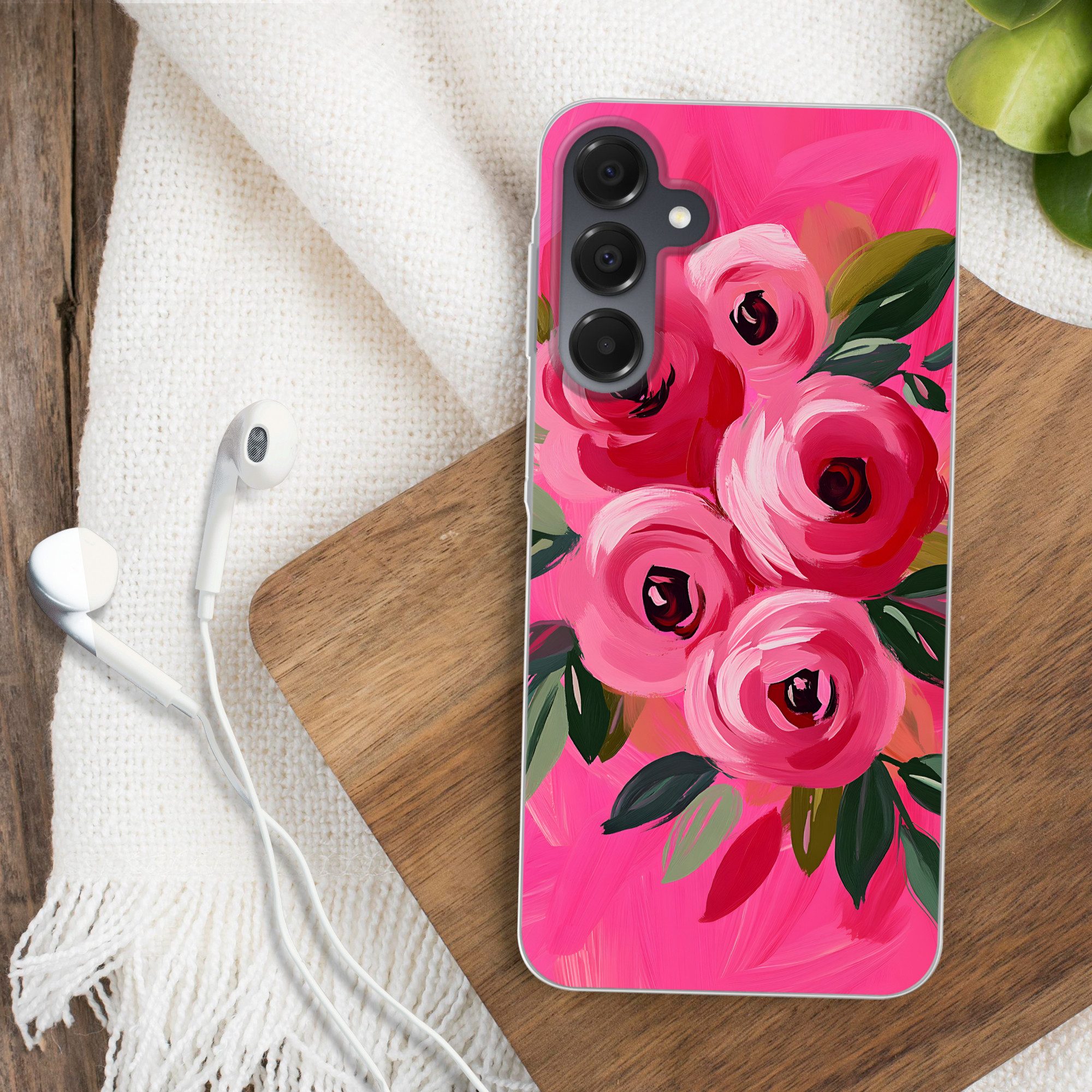 MuchoWow Handyhülle für Samsung Galaxy A16 5G Blumen - Farbe - Rosa, Phone Case, Silikon, Schutzhülle Dünn
