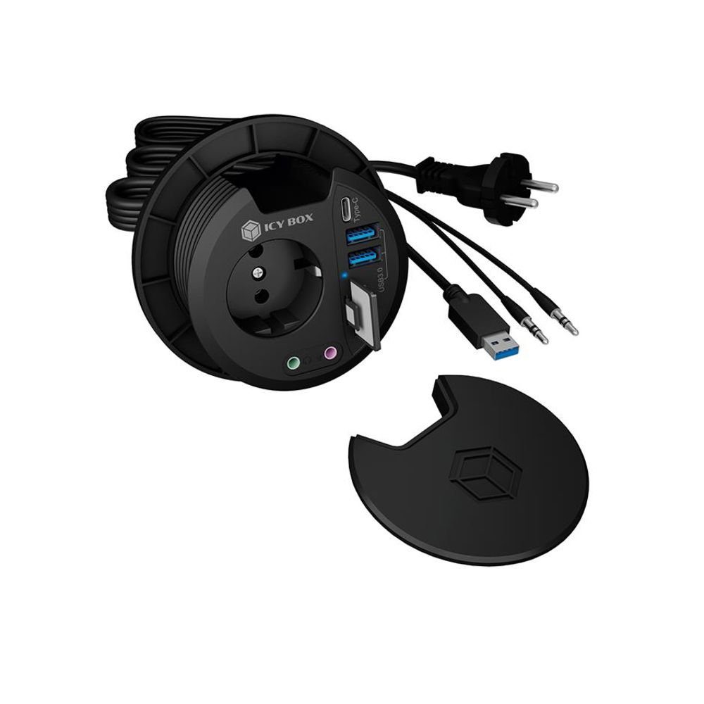 ICY BOX USB-Verteiler IB-HUB1430-CR, Multiport, Tisch Hub, USB 3.0, Type A, Type C, Kartenleser, USB Hub