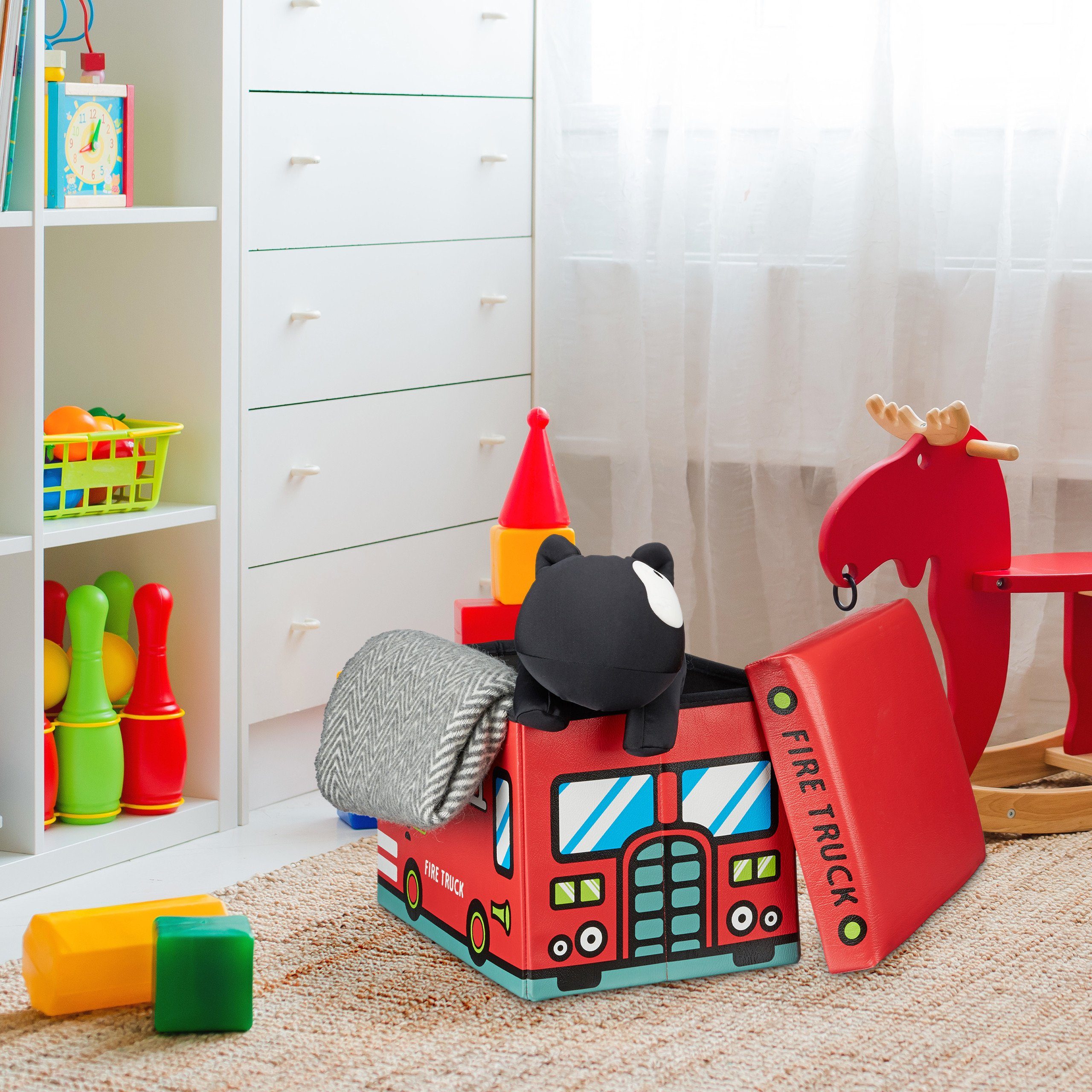 relaxdays Spielzeugtruhe Faltbare Spielzeugkiste mit Stauraum, günstig online kaufen