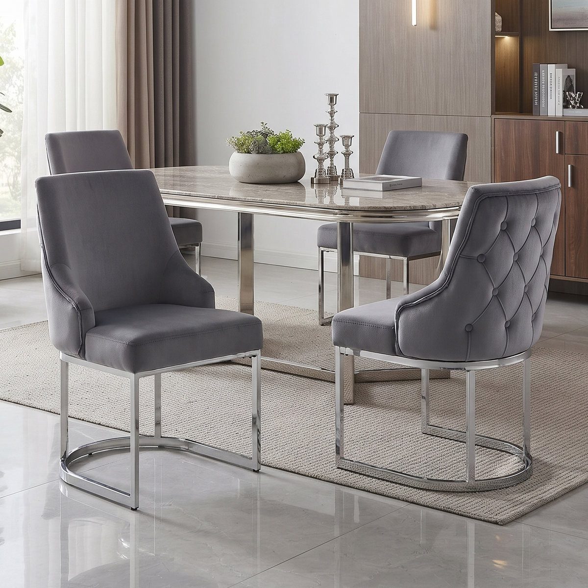 Odikalo Esszimmerstuhl Esszimmerstuhl-Set Polsterstuhl Esszimmer, galvanisierte Stuhlbeine (bequem und atmungsaktiv, geeignet für Restaurants, Wohnzimmer, Cafés und andere Orte, moderner Stil, Samtstoff)