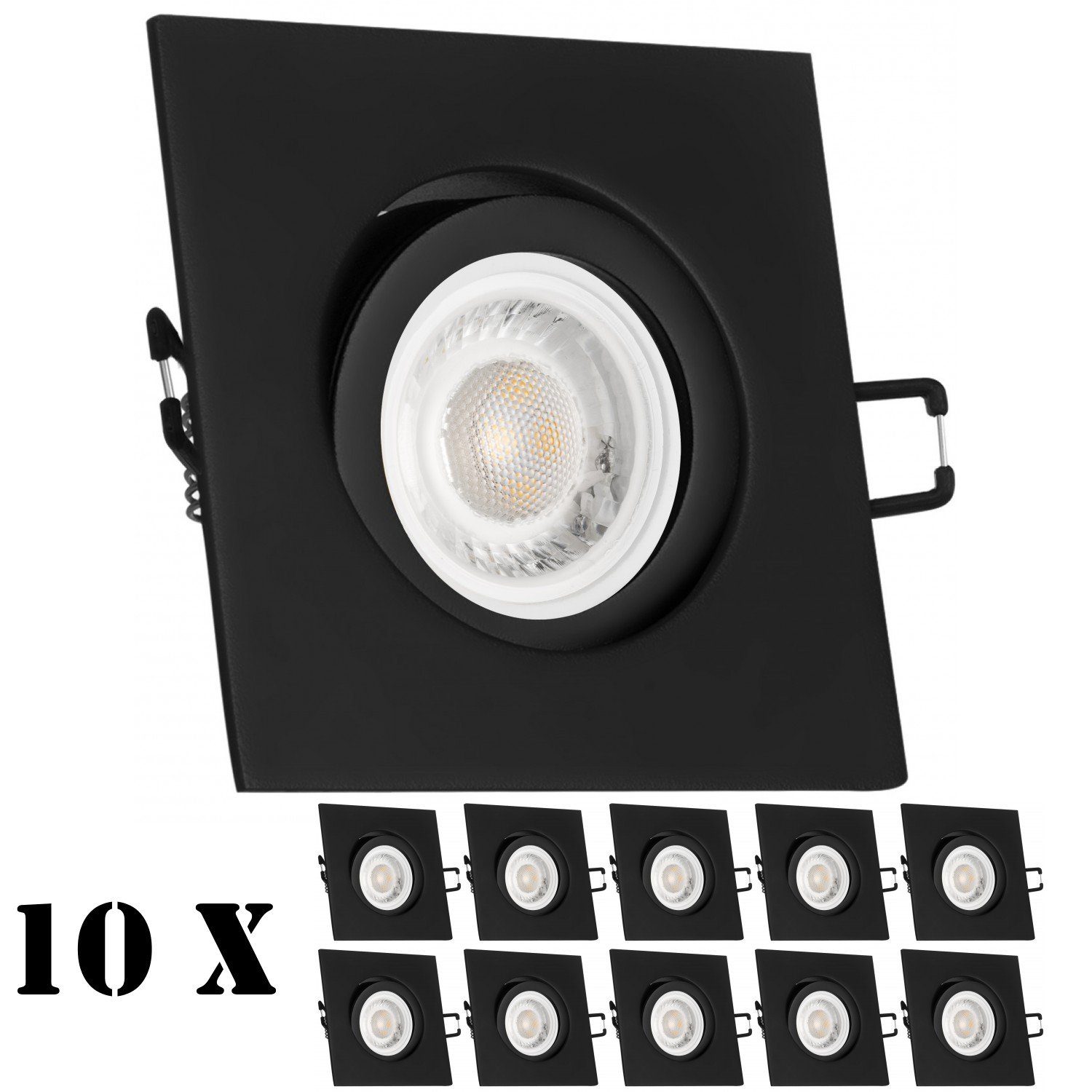 LEDANDO LED 10er 5W matt Einbaustrahler Leuchtm extra mit Set LED flach in schwarz Einbaustrahler