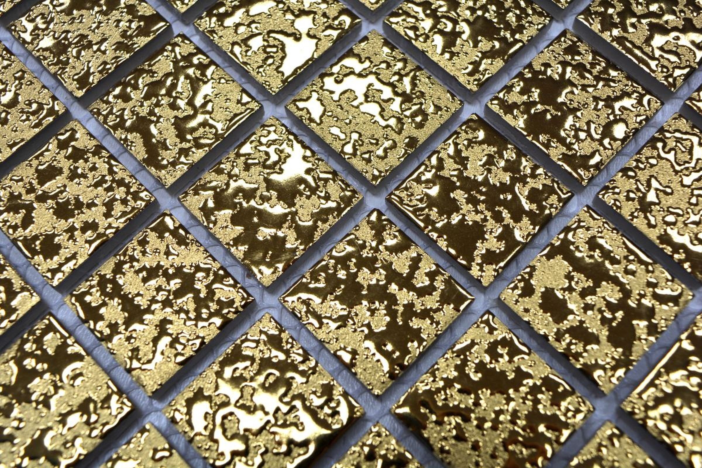 gold Mosaikfliese Küche Mosaikfliesen Wand Keramikmosaik struktur Fliesenspiegel Mosani