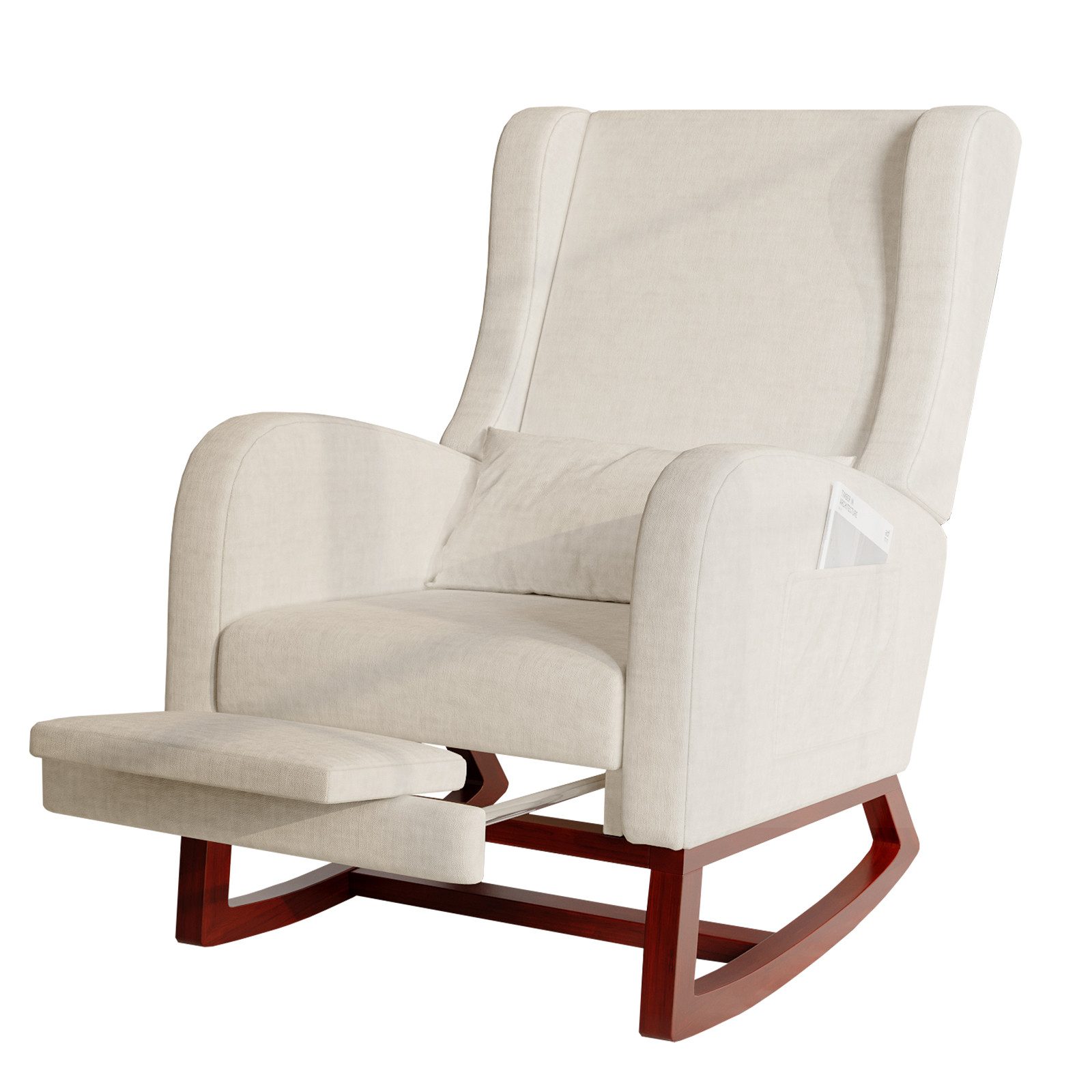 FUROKOY Schaukelstuhl Stillsessel Relaxsessel mit Holzsockel Fußstütze Verd günstig online kaufen