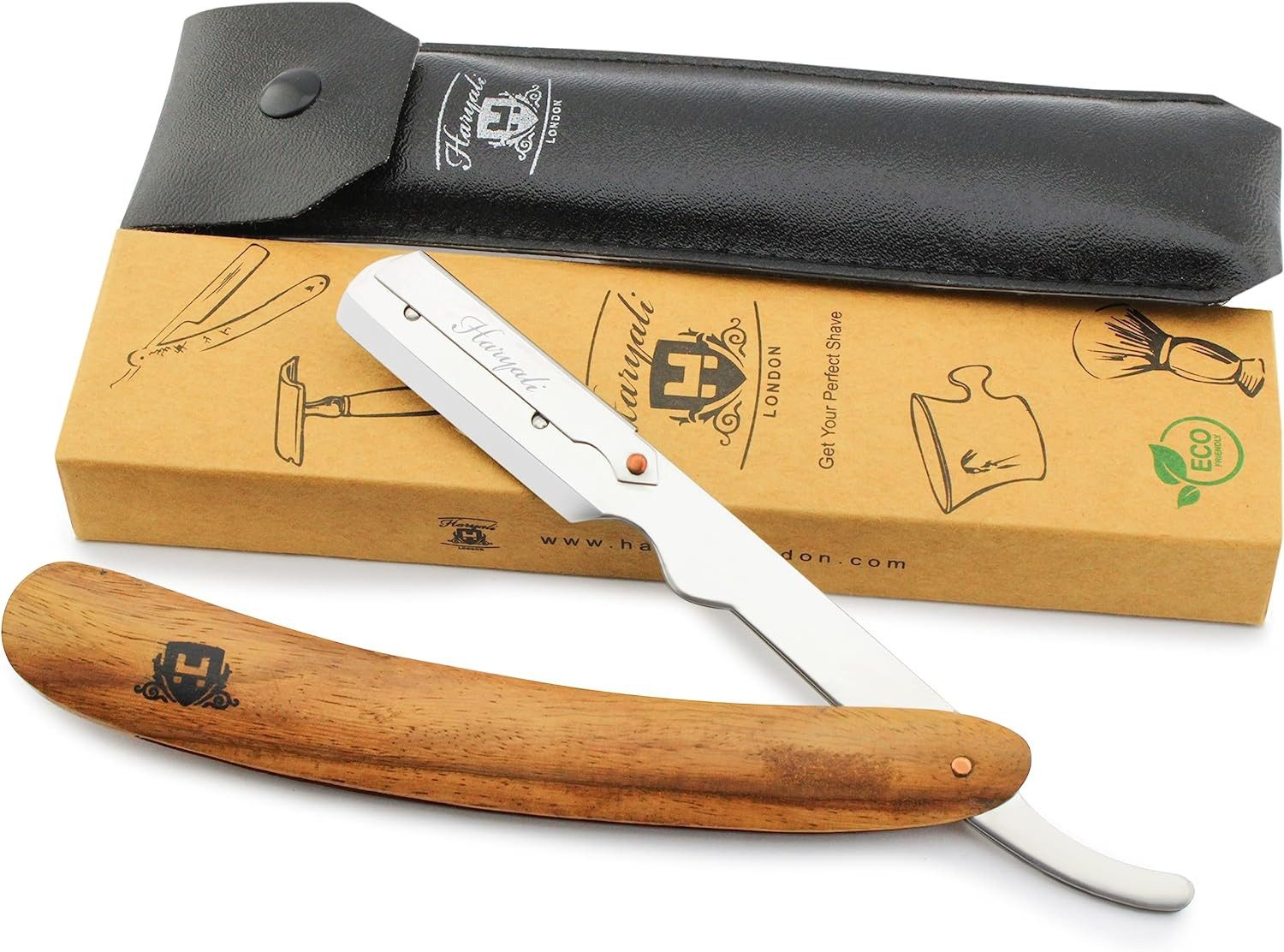 Haryali London Rasierpinsel Cut Throat Razor Professionelles Cut Throat Razor Kit Rasiermesser, 1 tlg.