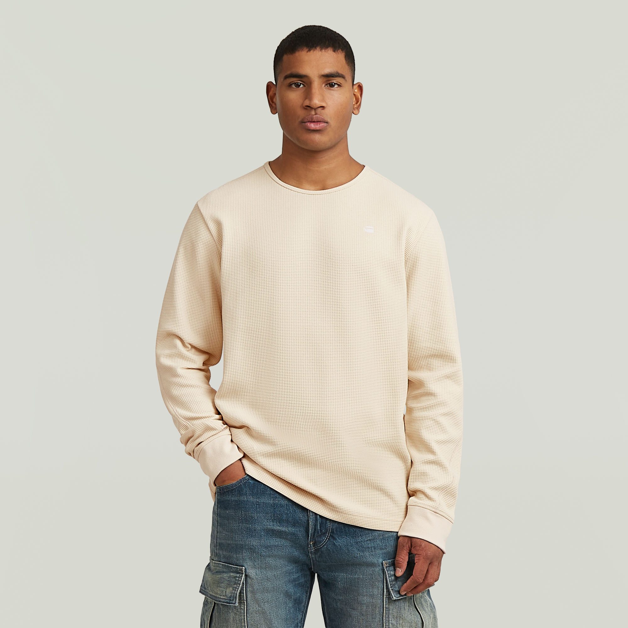 G-STAR Longsleeve Structured Tweeter in Waffel-Struktur, mit Logostickerei