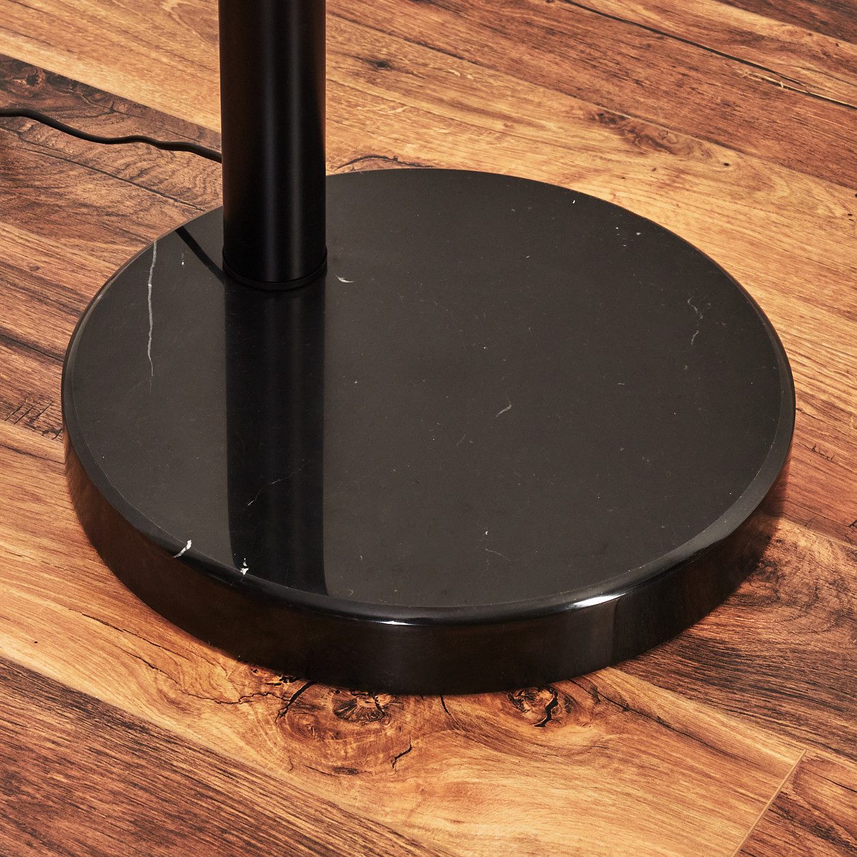 hofstein Stehlampe Stehlampe aus Metall in Schwarz/Chrom/Rauch im Retro/Vintage-Design, verstellbare Stehleuchte mit Marmorfuß und Schalter am Gehäuse, E14