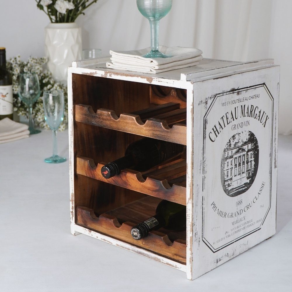 LebensWohnArt Weinregal Flaschenbox SURAT Antique White günstig online kaufen