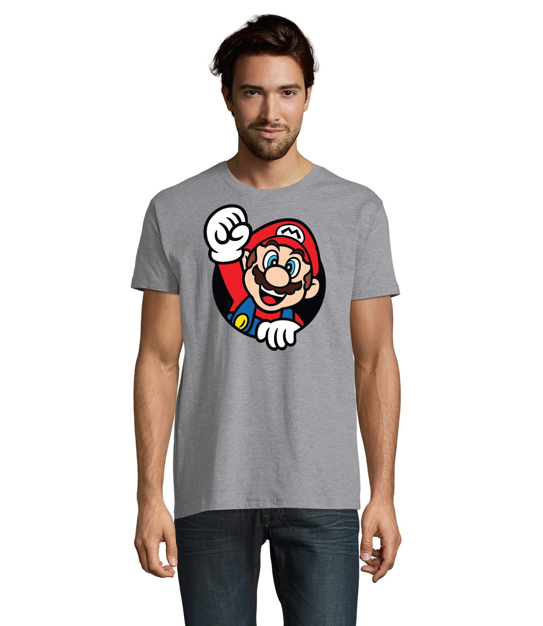 Blondie & Brownie T-Shirt Herren Super Mario Faust Nerd Konsole Gaming Spiel Nintendo Grau