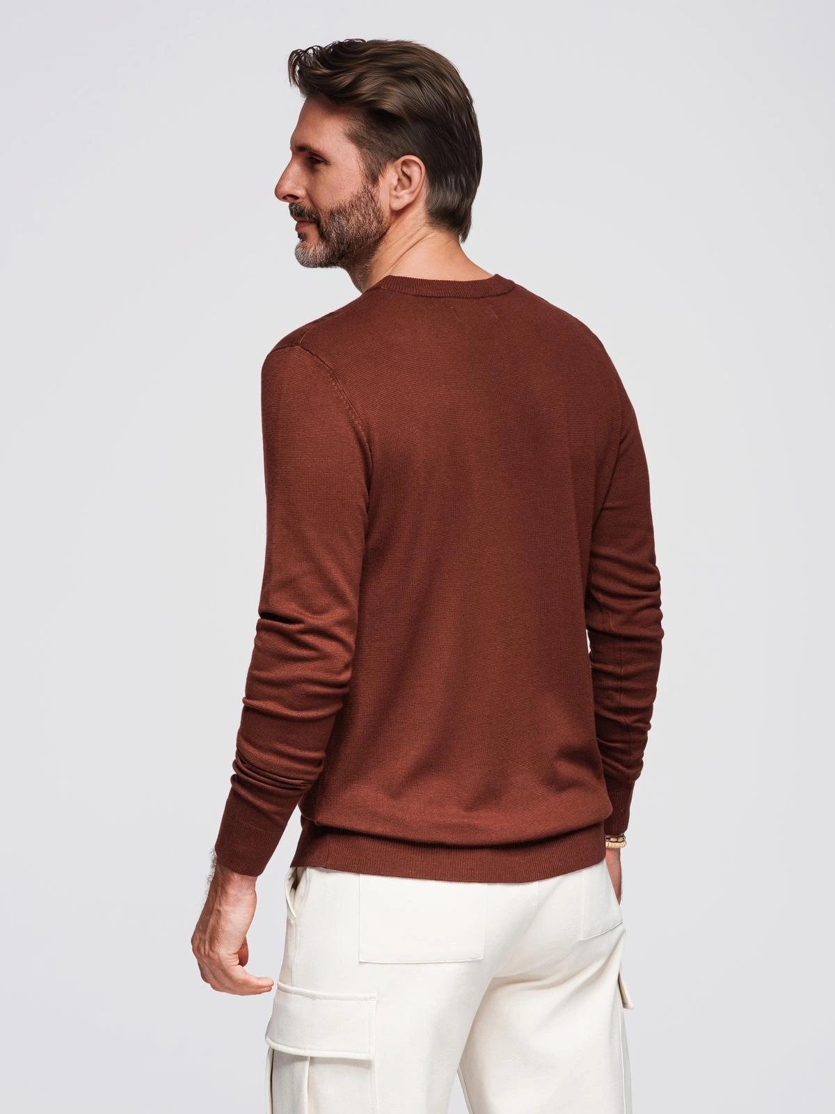 OMBRE Rundhalspullover Herrenpullover mit Rundhalsausschnitt aus elastischem Strick