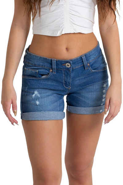 BlauerHafen Джинсиbermudas Damen Джинси Shorts Destroyed Bermuda Stretch Boyfriend Hotpants