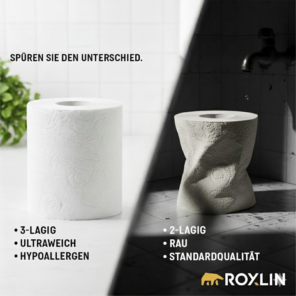 Roxlin Toilettenpapier Toilettenpapier, 3-lagig, Ultraweich, Saugstark, Reißfest (16-St)