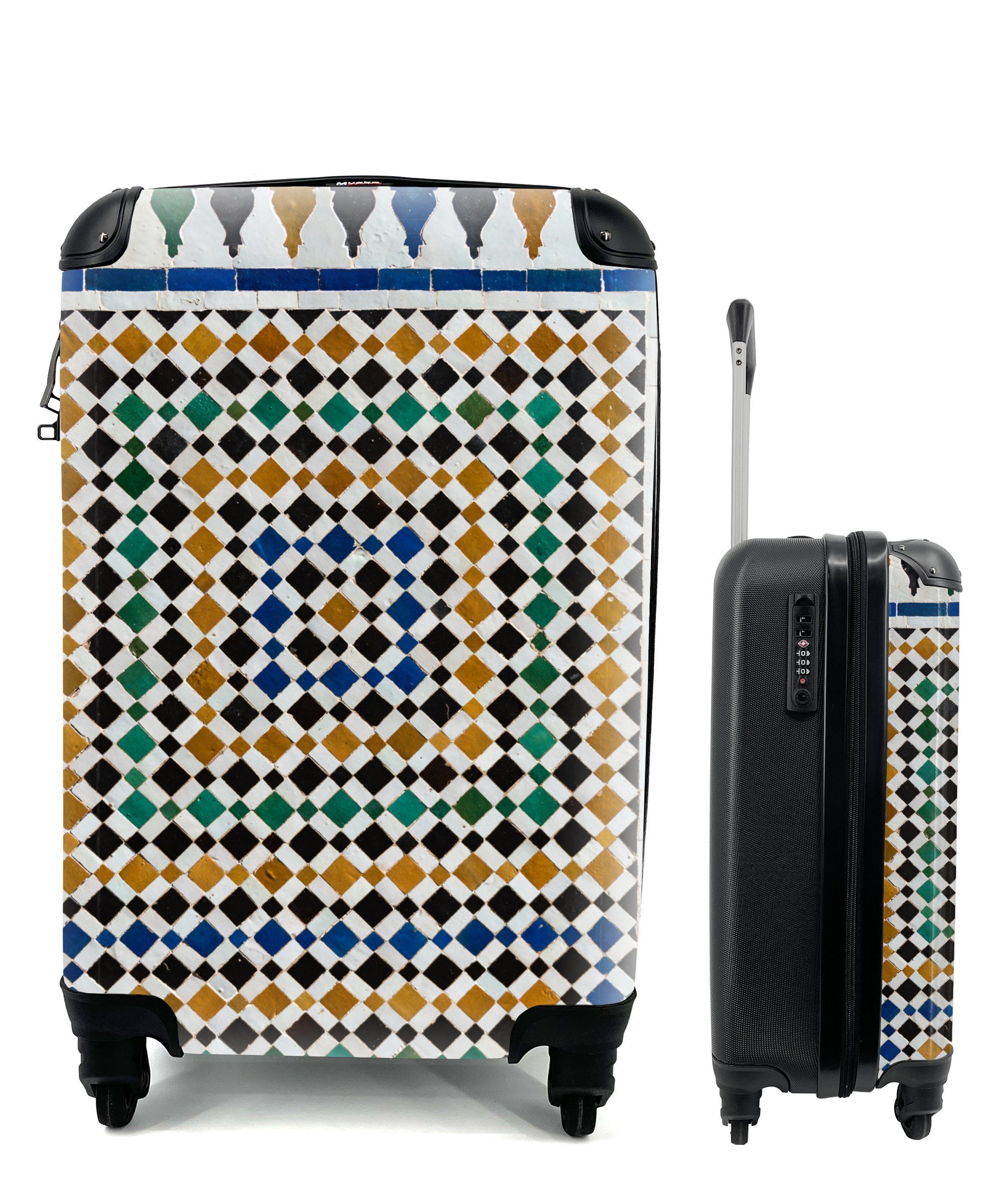 MuchoWow Handgepäckkoffer Ein marokkanisches Mosaik, das wie eine Art Labyrinth aussieht, 4 Rollen, Reisetasche mit rollen, Handgepäck für Ferien, Trolley, Reisekoffer