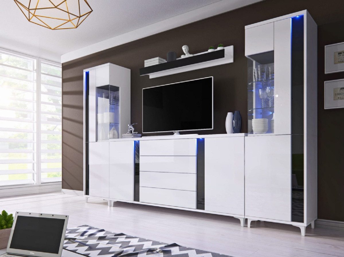 ROYAL24_MARKT Wohnwand - Eine umfassende Lösung für die Organisation Ihres Wohnzimmers, (Komplett Set, 4-St., Premium - NICEA 4), Zeitlos - Exklusiv - Top Qualität.