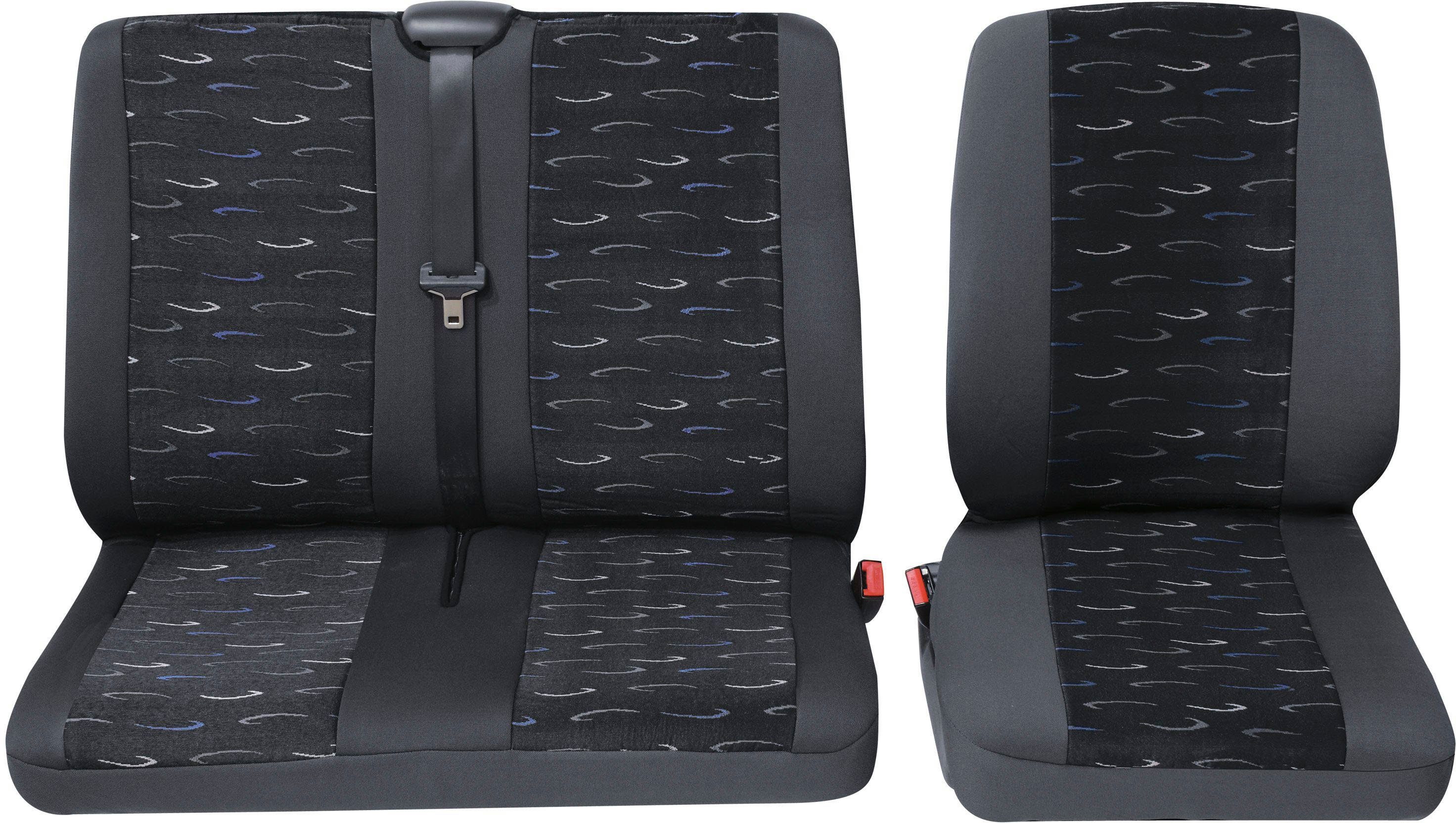 Petex Autositzbezug Sitzbezug für Transporter/ Kombi, 2-tlg "Profi 2" in blau, für vorne, Bestehend aus Einzelsitz und Doppelsitz, universelle Passform | Autositzbezüge