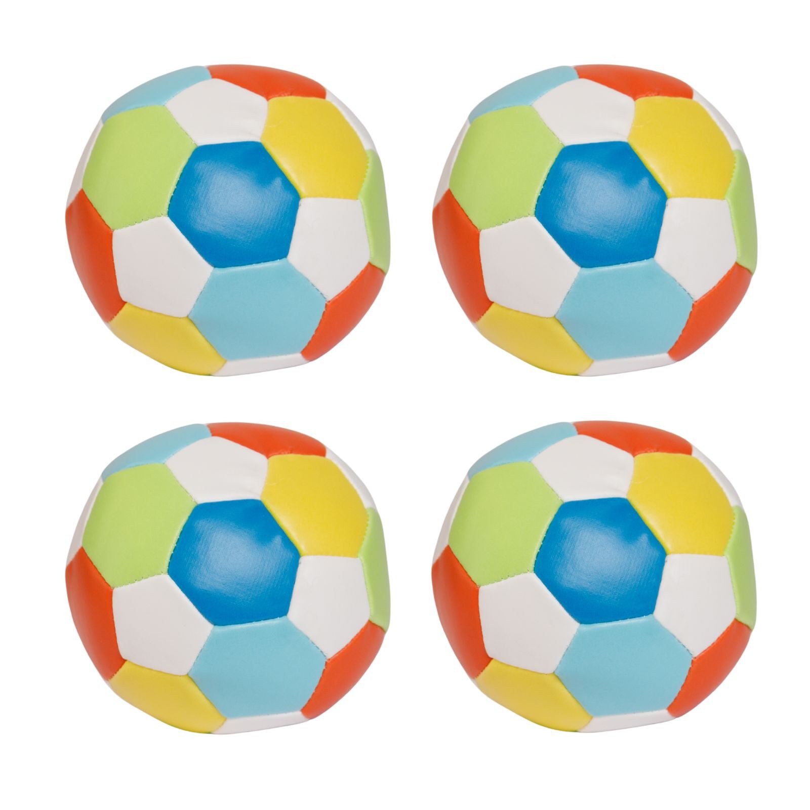 Softball Ø 10 cm, 4er Set bunt im Fußball-Design, ab 0 Jahren