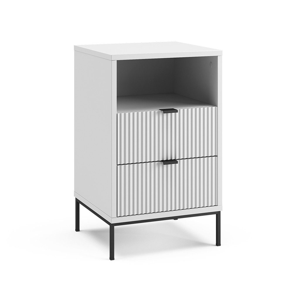 Vicco Nachtschrank Eliza, Weiß/Schwarz, 40 x 66 cm mit 2 Schubladen & 1 Fach (1-St)