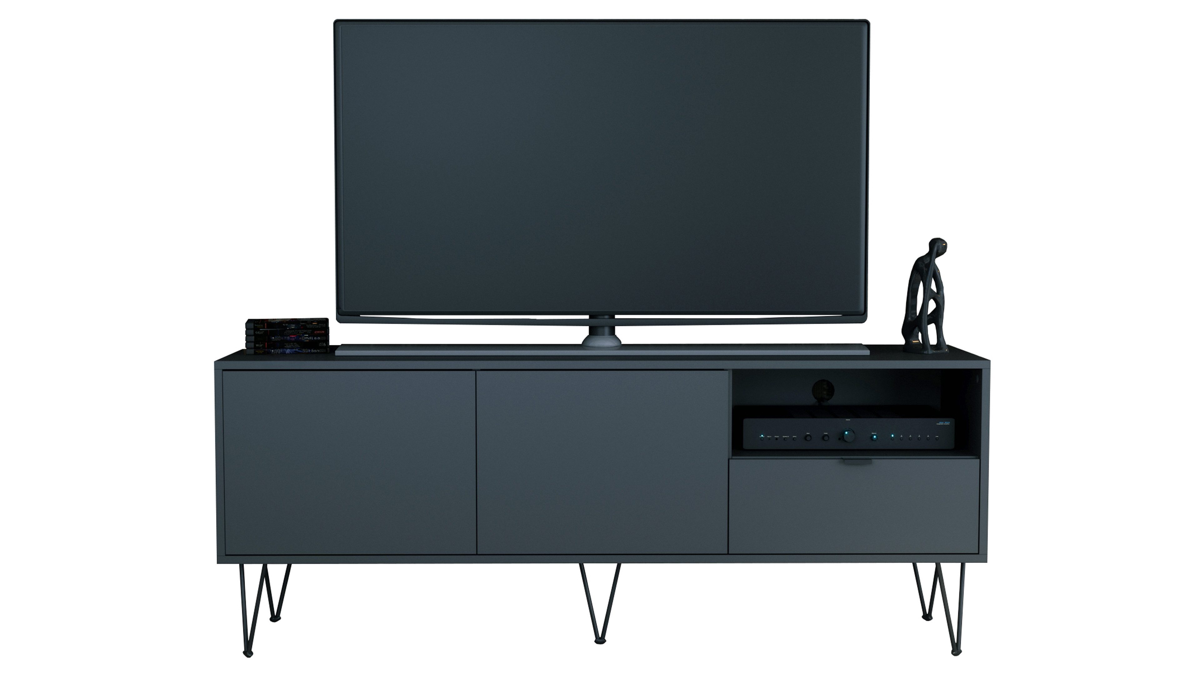Vladon Lowboard Marino (Lowboard mit 2 Двері Anthrazit matt, und 1 Schublade Anthrazit matt, Made in Germany), Korpus Anthrazit matt (152,5 x 60,5 x 37 cm)