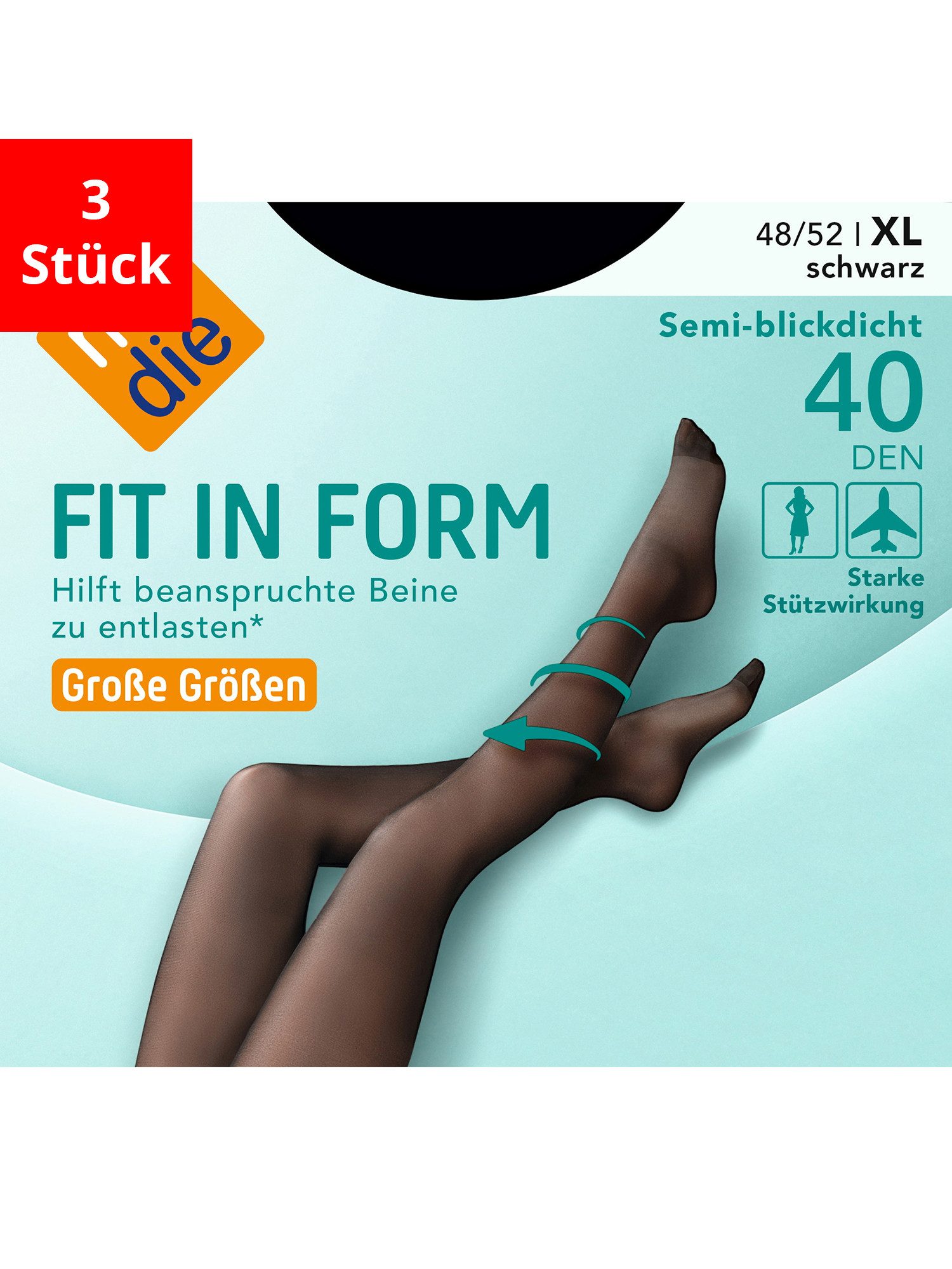 Feinstrumpfhose Fit in Form Große Größen 40 DEN