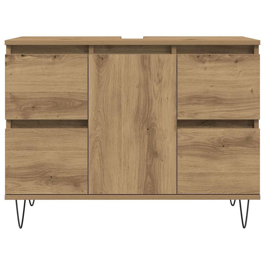 vidaXL Badezimmer-Set Badschrank Artisan-Eiche 80x33x60 cm Holzwerkstoff, (1-St) – Bild 4 von 5