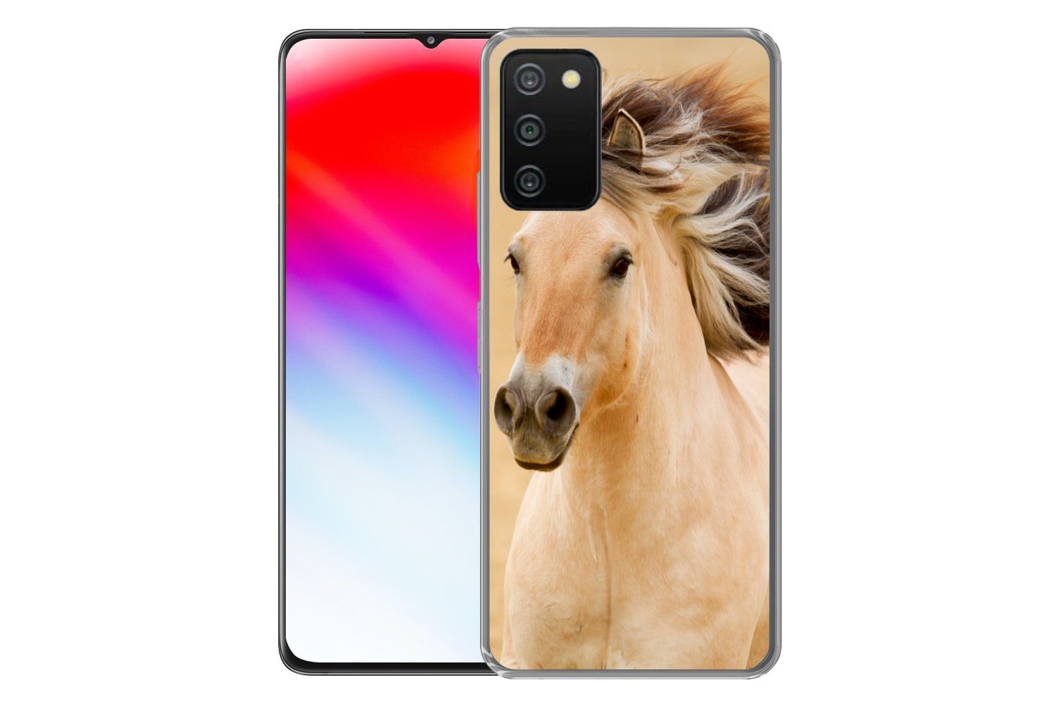 MuchoWow Handyhülle für Samsung Galaxy A03s Pferde - Tiere - Mähne - Porträt, Smartphone-Bumper, Print, Handy Schutzhülle Dünn