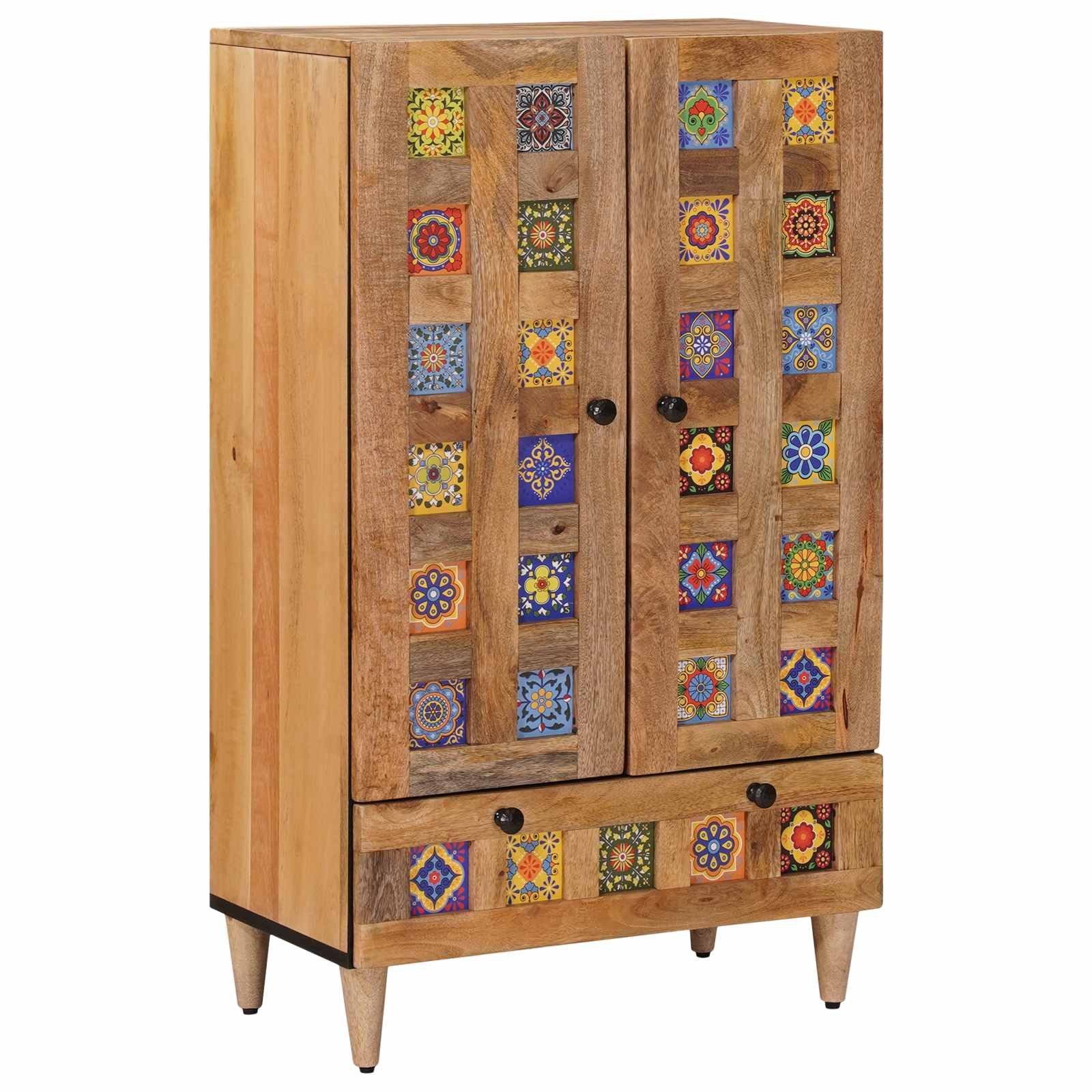 vidaXL Highboard Highboard Natur 60 x 33,5 x 100 cm Massivholz (1 St)
