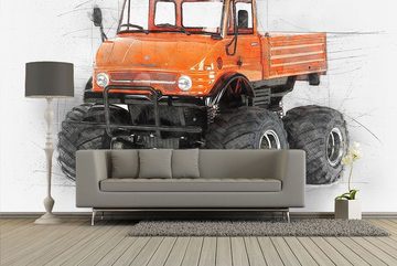WandbilderXXL Fototapete Orange Mog, glatt, Classic Cars, Vliestapete, hochwertiger Digitaldruck, in verschiedenen Größen