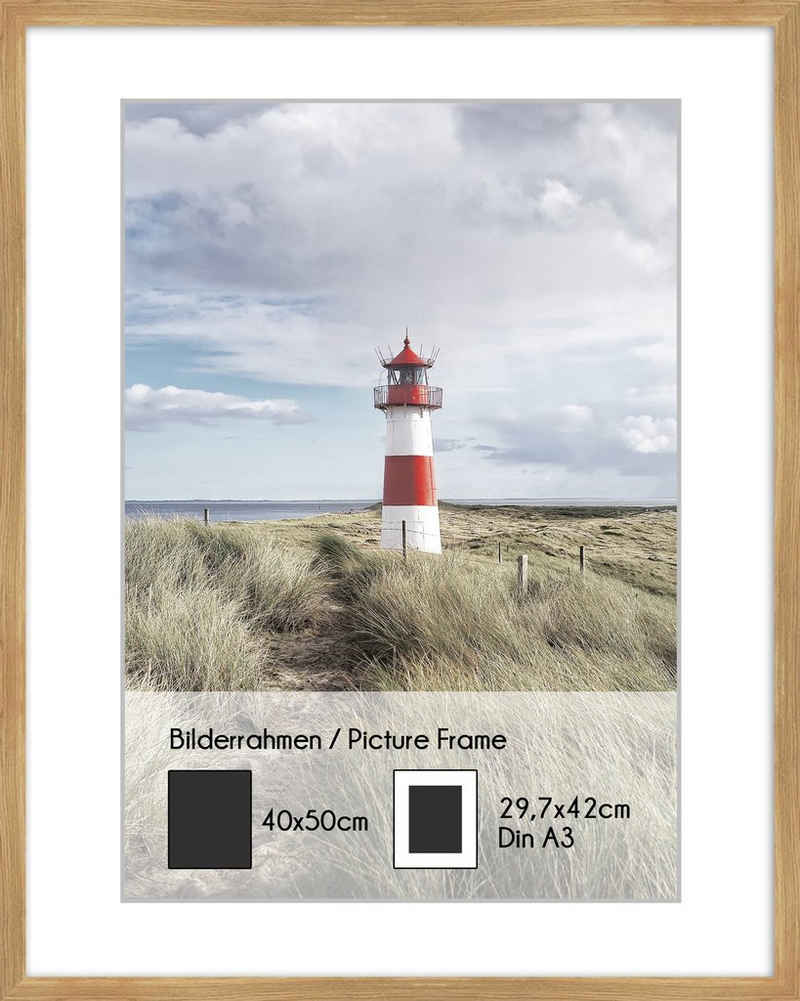 artissimo Bilderrahmen Bilder-Rahmen 40x50cm inkl. Passepartout für Poster DinA3 Holz Eiche